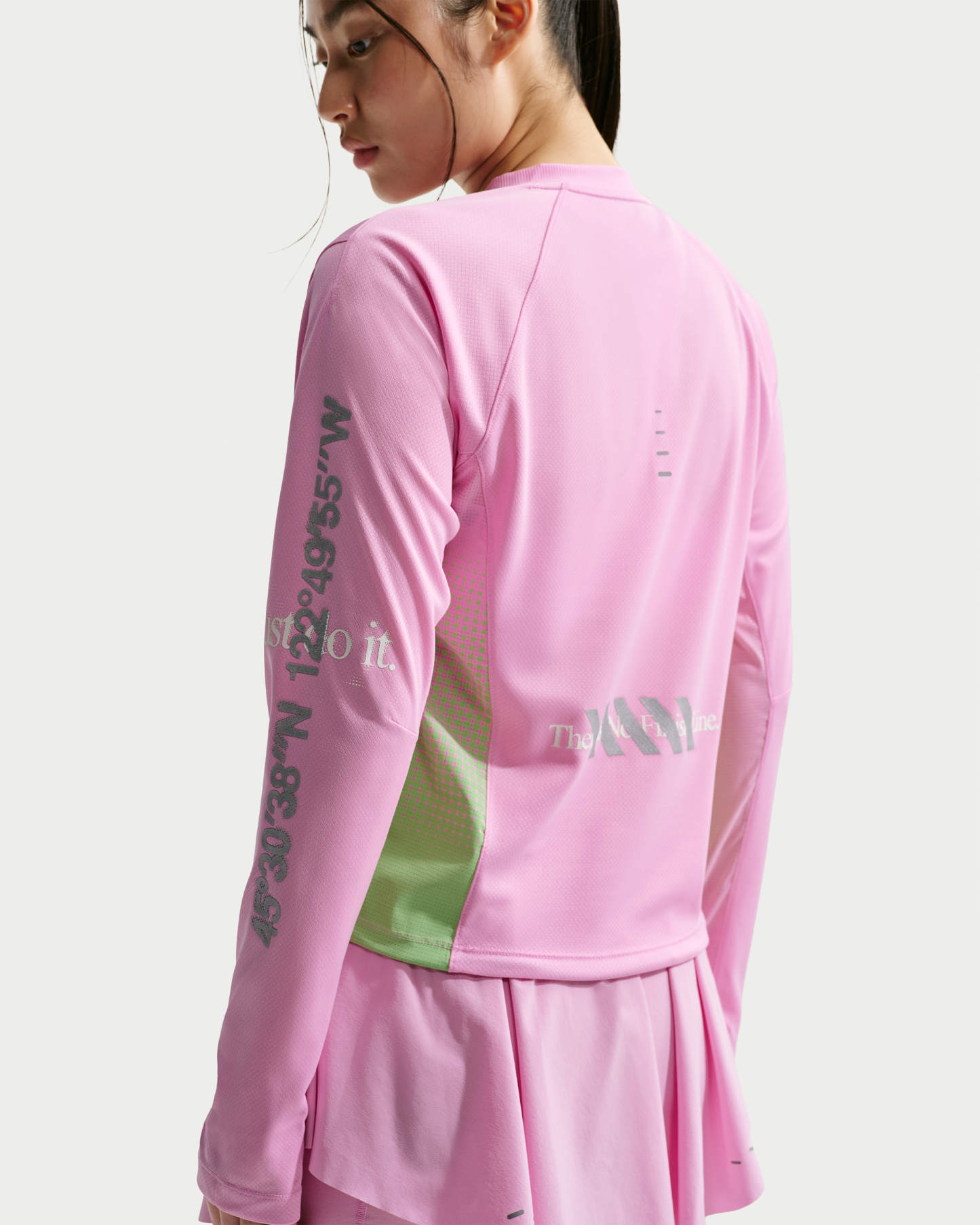 Nike Swift Women's Long-Sleeve Running Top - Pink Rise/Illusion Green/Sail - View 2