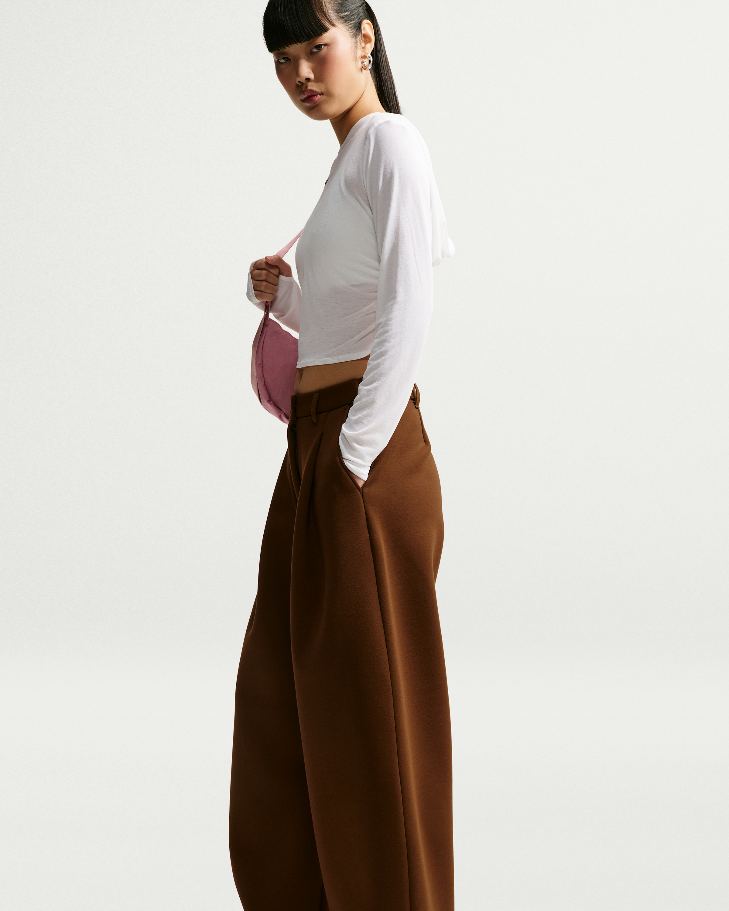Nike Article Fleece Women's Oversized Mid-Rise Wide-Leg Trousers - Cacao Wow/Cacao Wow - View 4