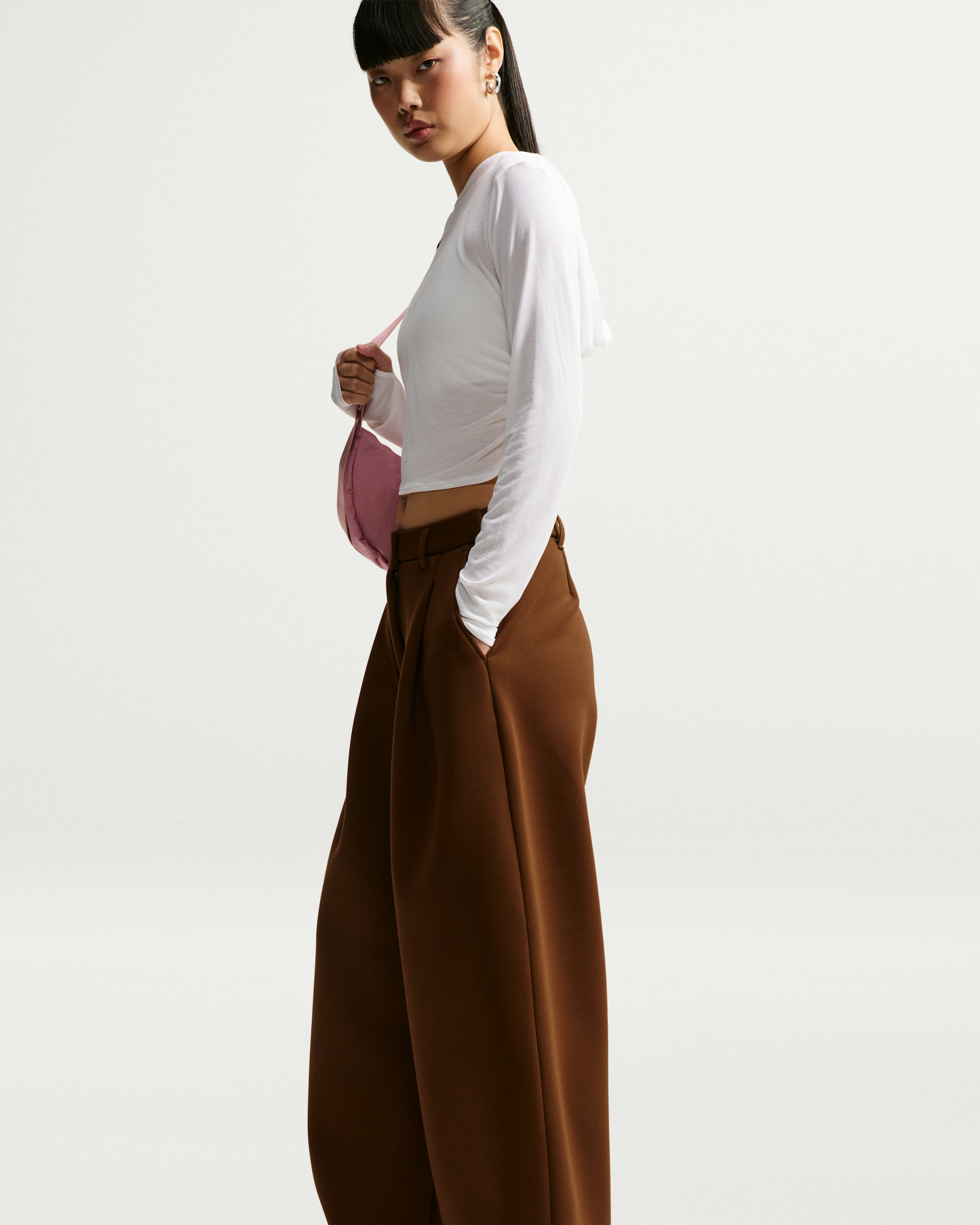 Nike Article Fleece Women's Oversized Mid-Rise Wide-Leg Trousers - Cacao Wow/Cacao Wow - View 4