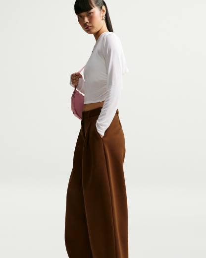 Nike Article Fleece Women's Oversized Mid-Rise Wide-Leg Trousers - Cacao Wow/Cacao Wow - View 4