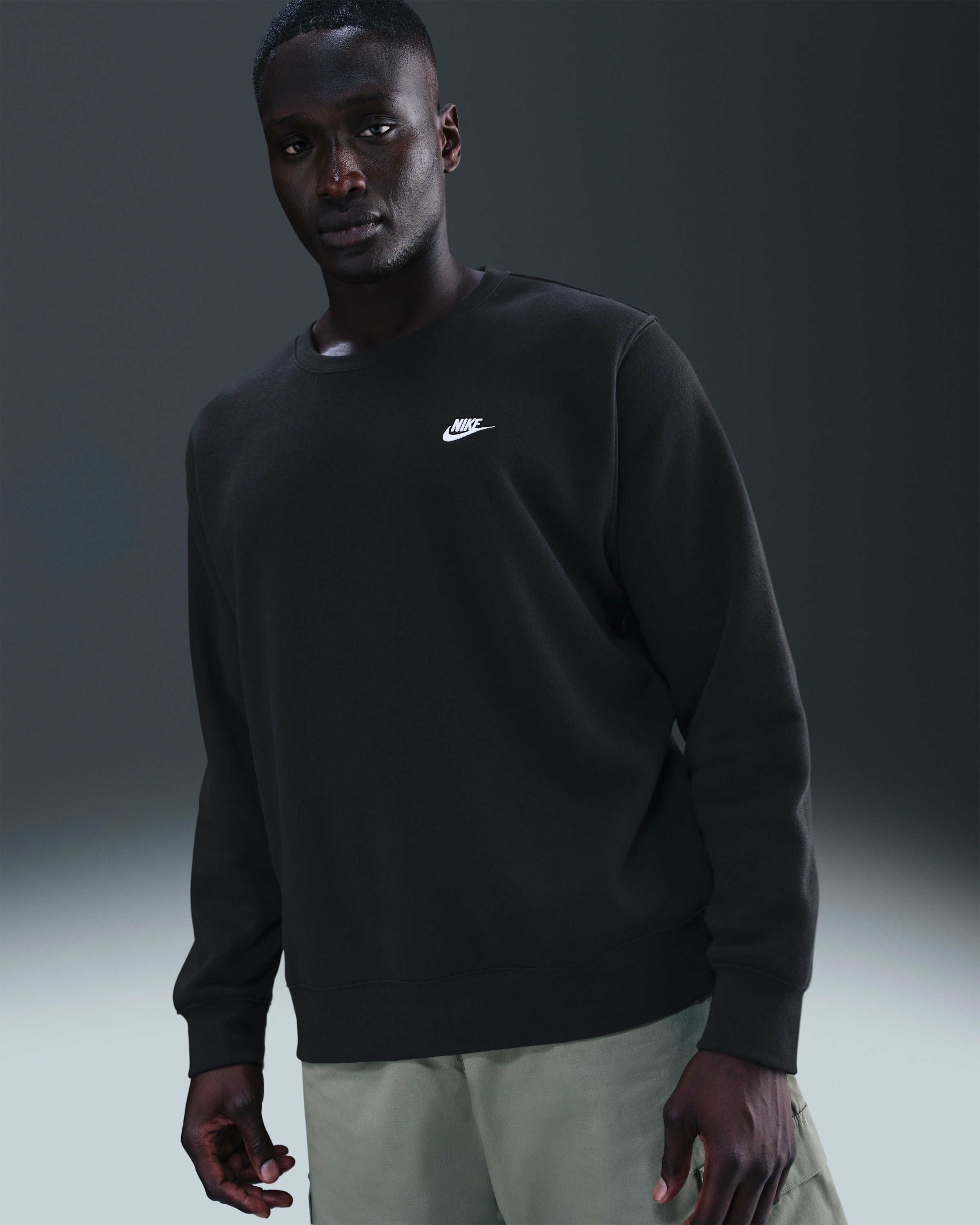 Nike Club Men's Fleece Crew - Black/White - View 6