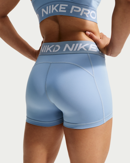 Nike Pro Women's Mid-Rise 7.5cm (approx.) Biker Shorts - Work Blue/White - View 3