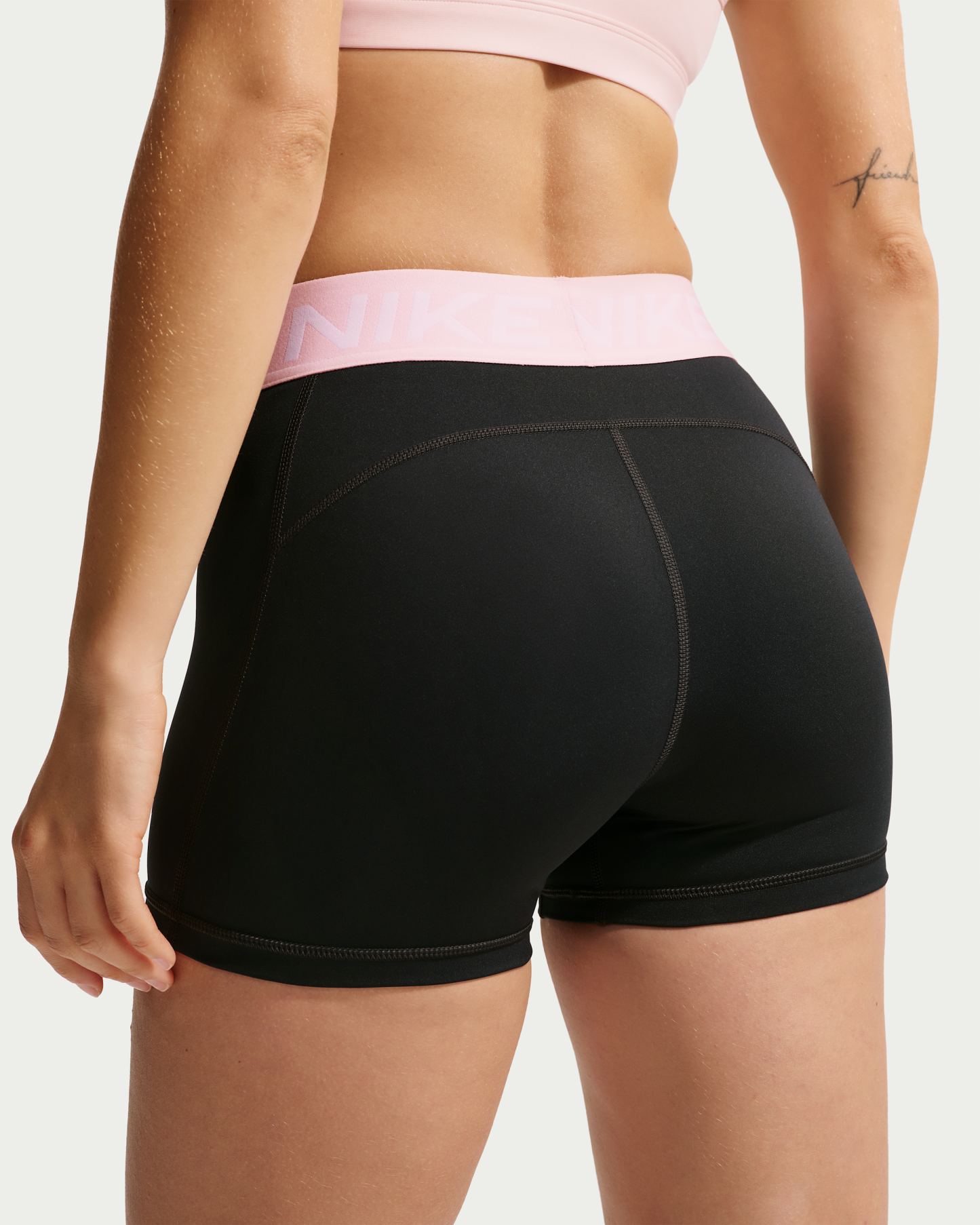 Nike Pro Women's Mid-Rise 7.5cm (approx.) Biker Shorts - Black/Pink Foam/White - View 3