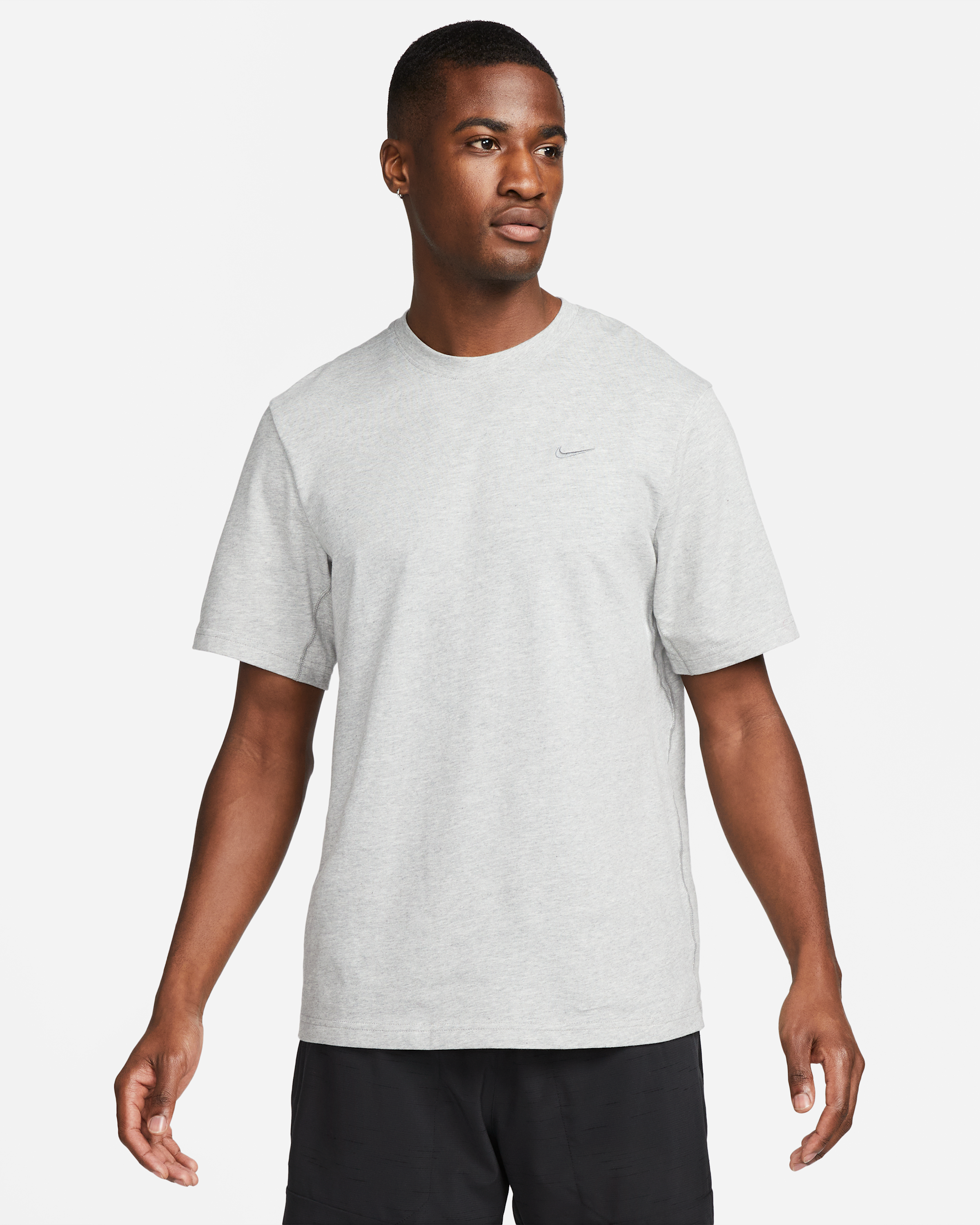 Nike Primary Men's Dri-FIT Short-sleeve Versatile Top - Dark Grey Heather/Heather/Smoke Grey - View 1