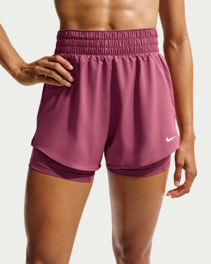 Nike One Women's Dri-FIT High-Waisted 8cm (approx.) 2-in-1 Shorts - Pink Smoke/White - View 2