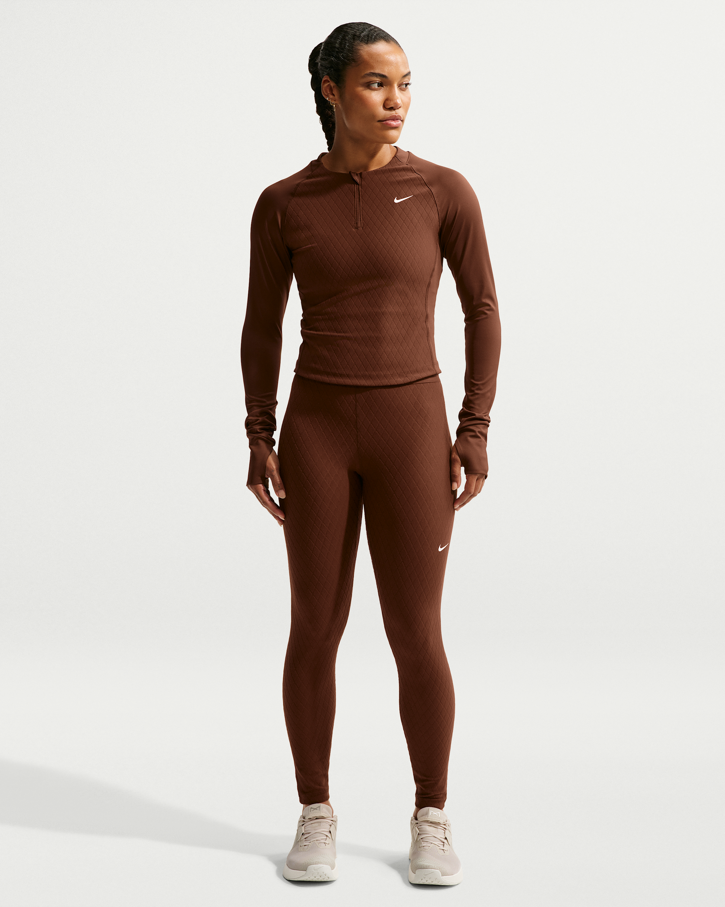 Nike Pro Sculpt Women's Dri-FIT 1/4-Zip Long-Sleeve Top - Cacao Wow/White - View 4