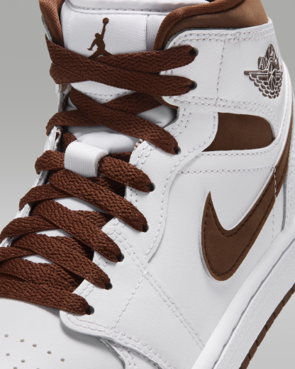 Air Jordan 1 Mid Women's Shoes - White/Cacao Wow/Cacao Wow - View 7