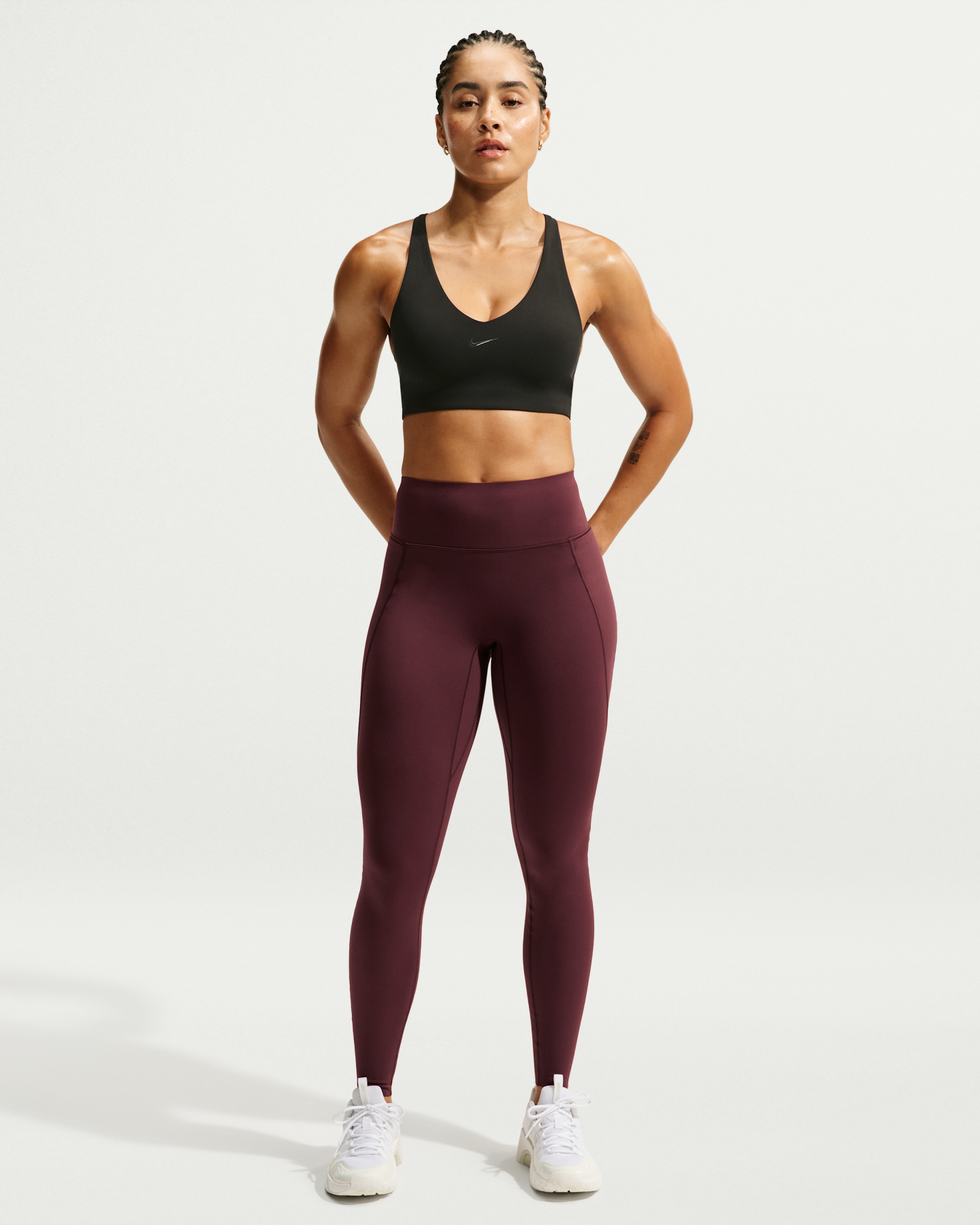 Nike Universa Women's High-Waisted Full-Length Leggings with No Front Seam - Mystic Dates/Mystic Dates/Burgundy Crush - View 1