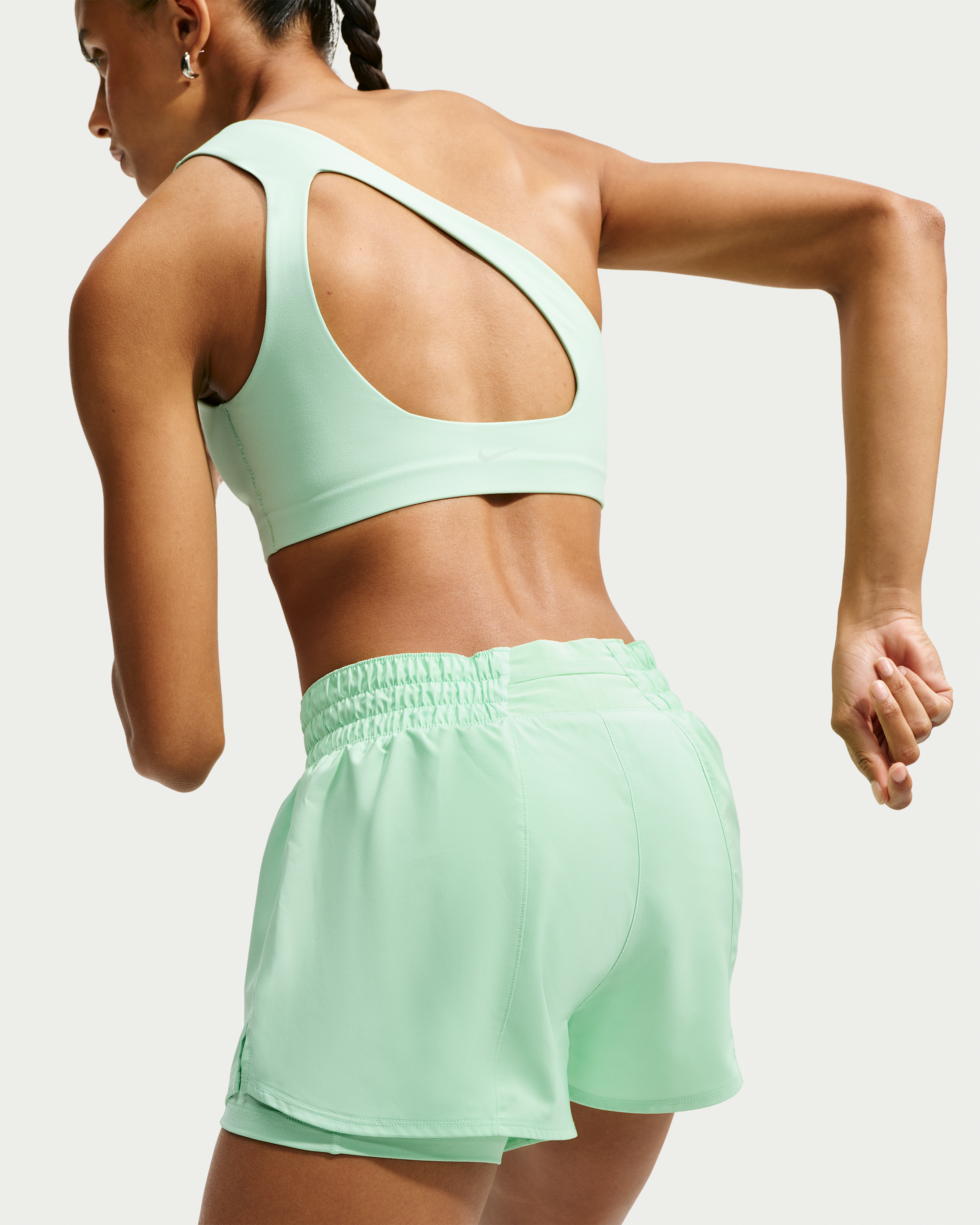 Nike One Women's Dri-FIT Mid-Rise 8cm (approx.) 2-in-1 Shorts - Cucumber Calm/White - View 3
