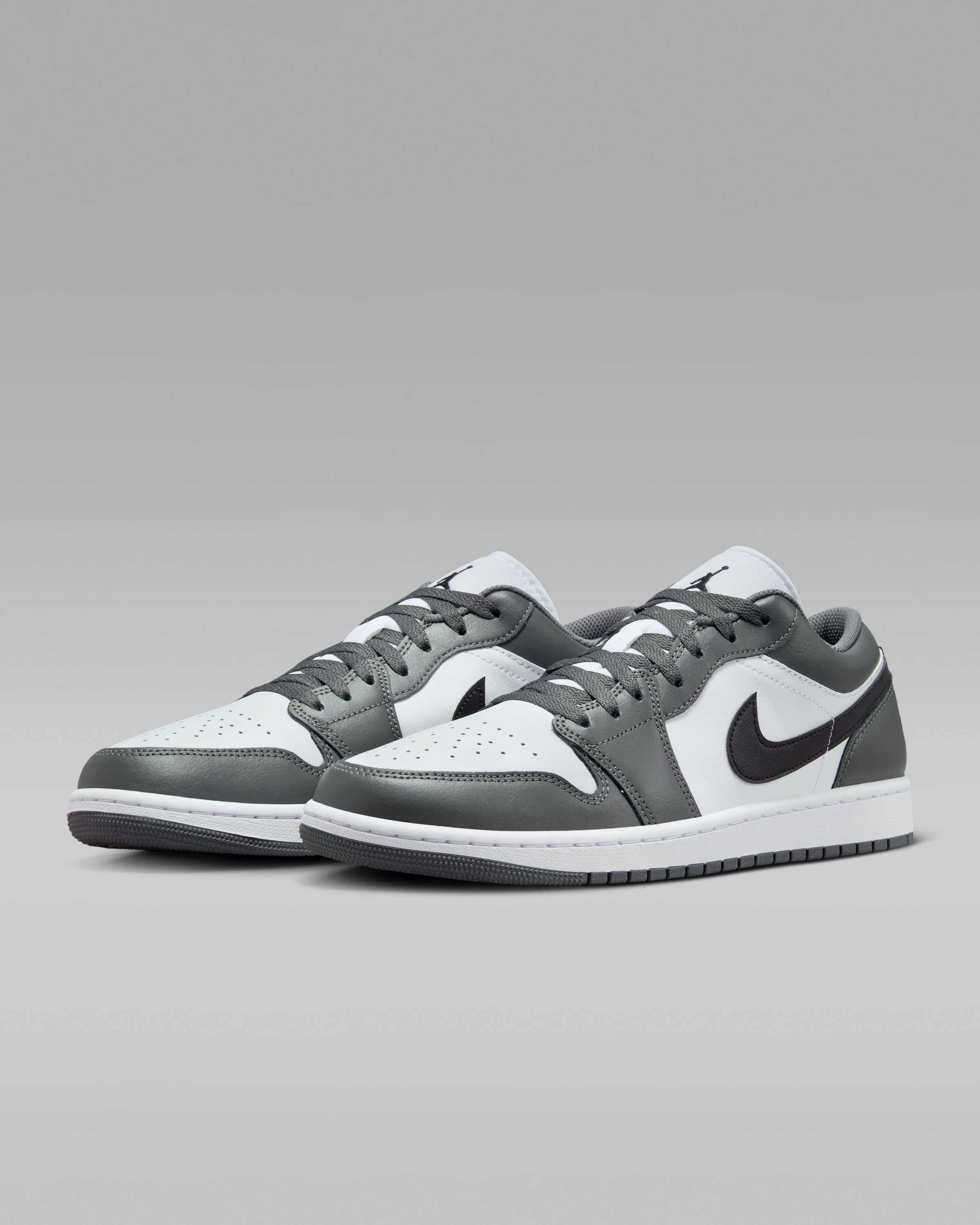 Air Jordan 1 Low Men's Shoes - White/Iron Grey/Black - View 5