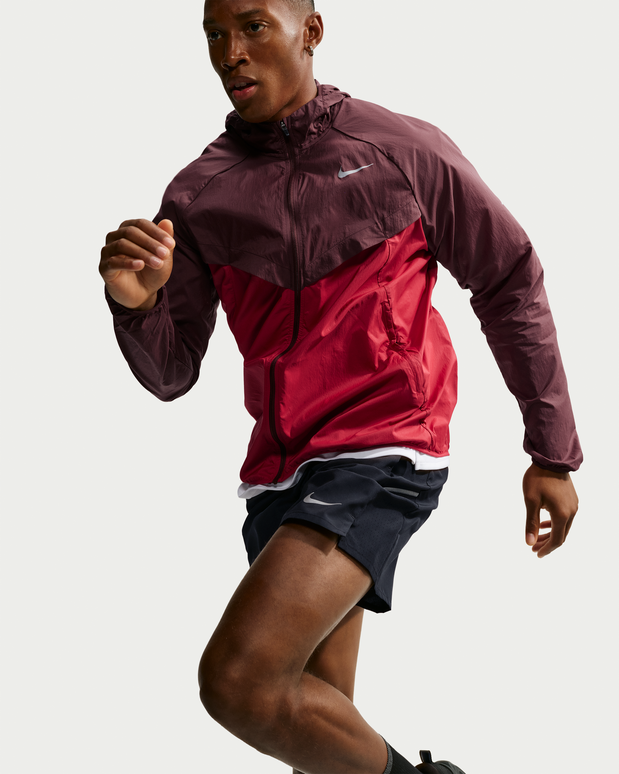 Nike Stride Men's Repel UV Running Jacket - Mystic Dates/Tough Red - View 3
