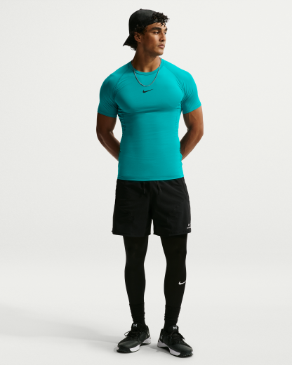 Nike Pro Men's Dri-FIT Tight Short-Sleeve Fitness Top - Energy/Black - View 4