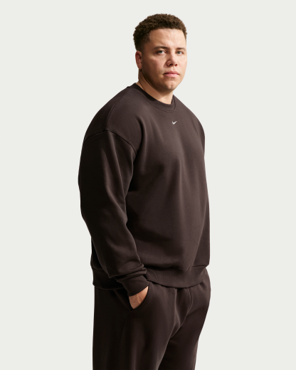 Nike Solo Fleece Men's Crew-Neck Sweatshirt - Velvet Brown/Sail - View 9