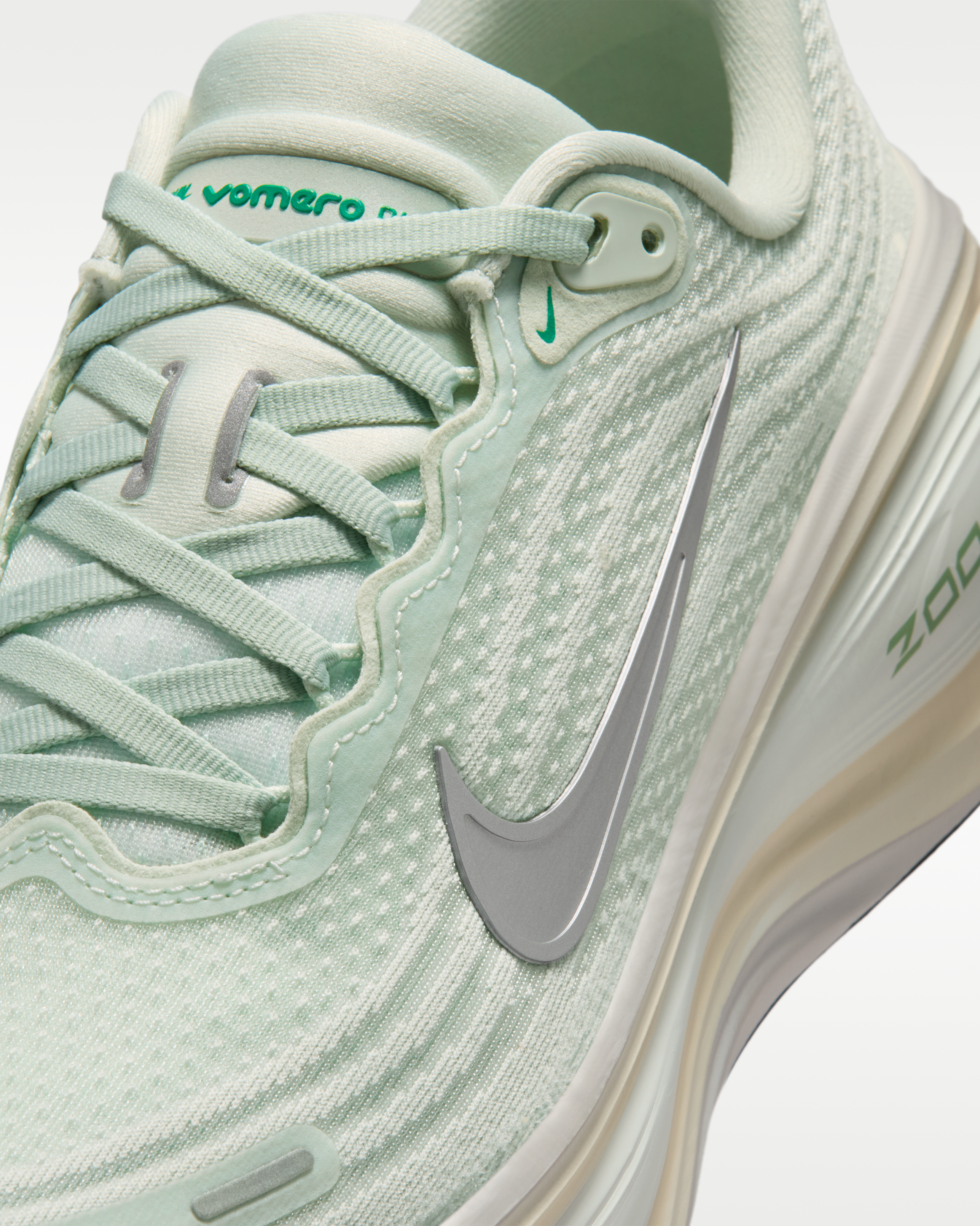 Nike Vomero Plus Women's Road Running Shoes - Light Silver/Barely Green/Sea Glass/Metallic Silver - View 7