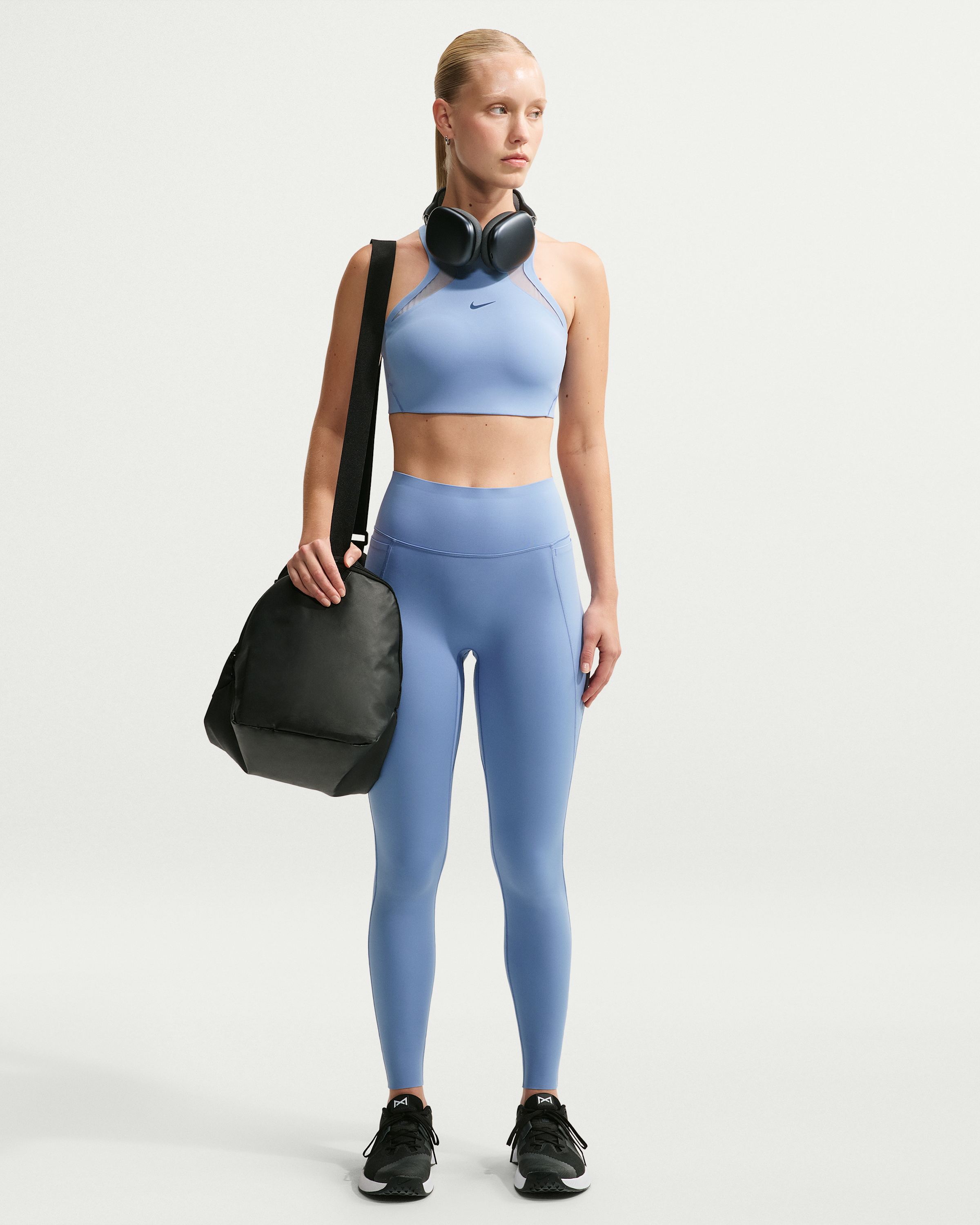Nike Universa Women's High-Waisted Full-Length Leggings with No Front Seam - Work Blue/Chambray/New Slate - View 1