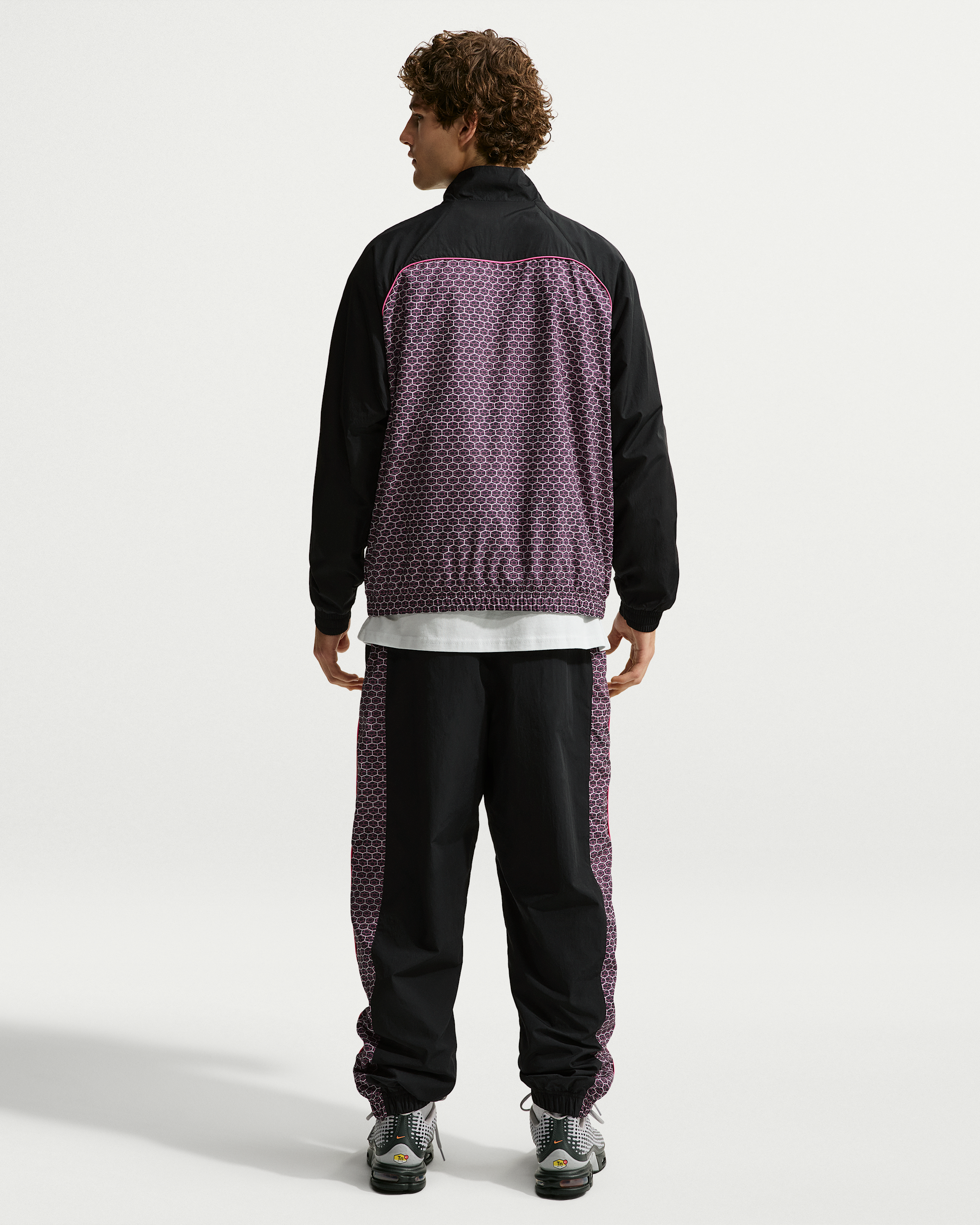Nike Sportswear Men's Woven Tracksuit Jacket - Black/Black/Pinksicle - View 5
