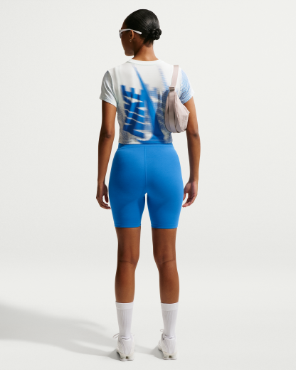 Nike Sportswear Classic Women's High-Waisted 20.5cm (approx.) Biker Shorts - Light Photo Blue/Sail - View 5