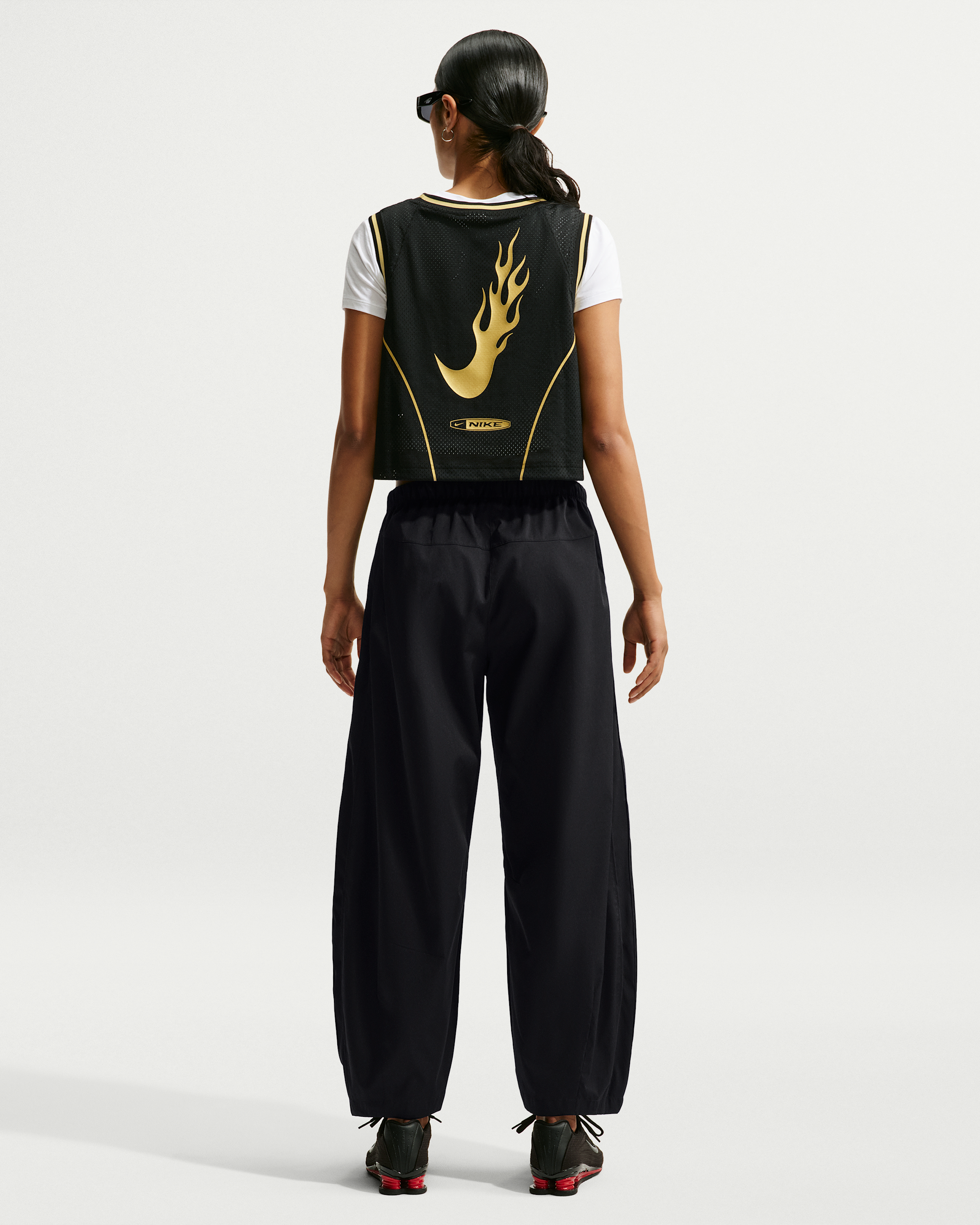 Nike Sportswear Women's Loose Mid-Rise Barrel Trousers - Black/Black/Sail - View 5