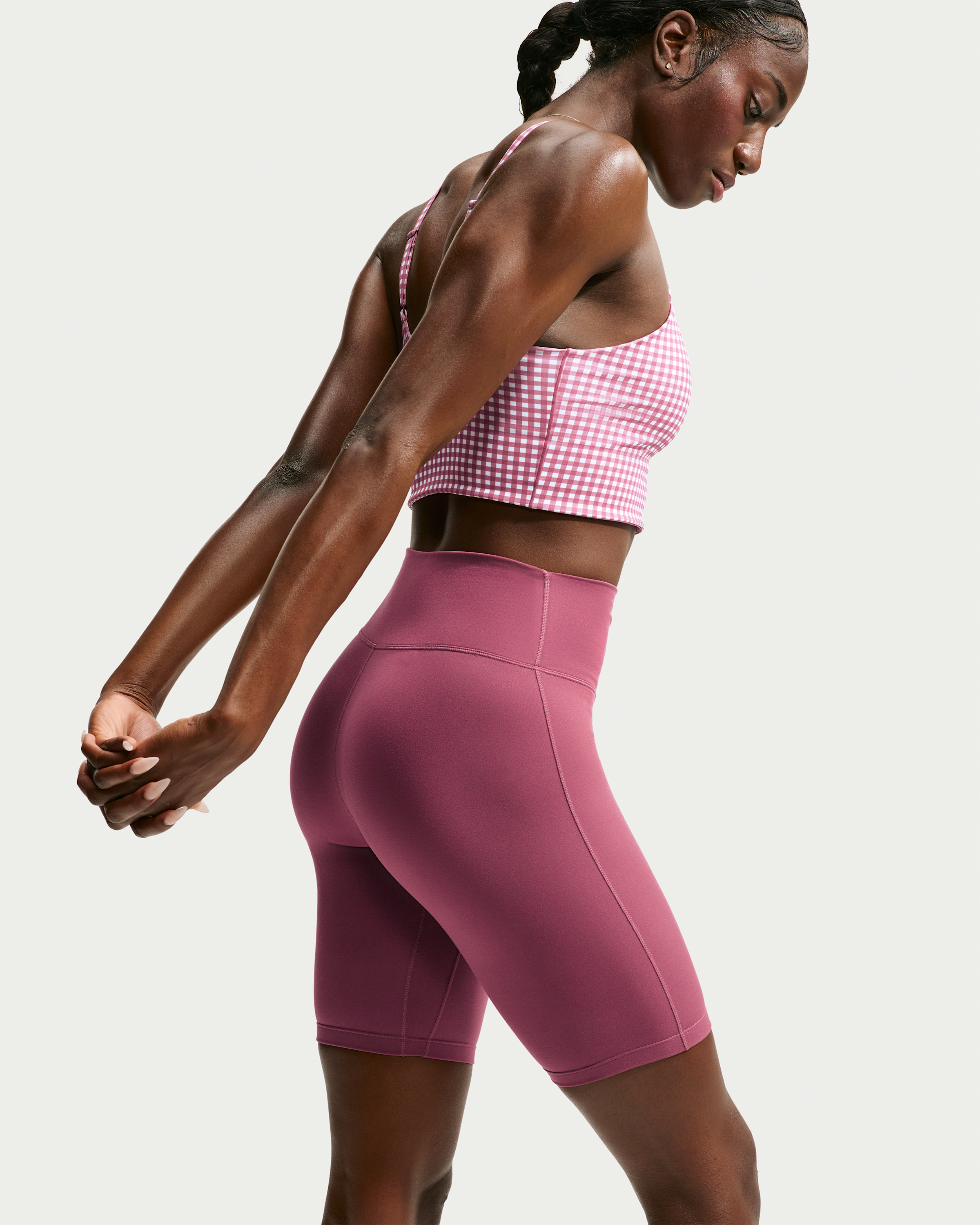 Nike One Women's High-Waisted 20.5cm (approx.) Biker Shorts - Pink Smoke/White - View 3