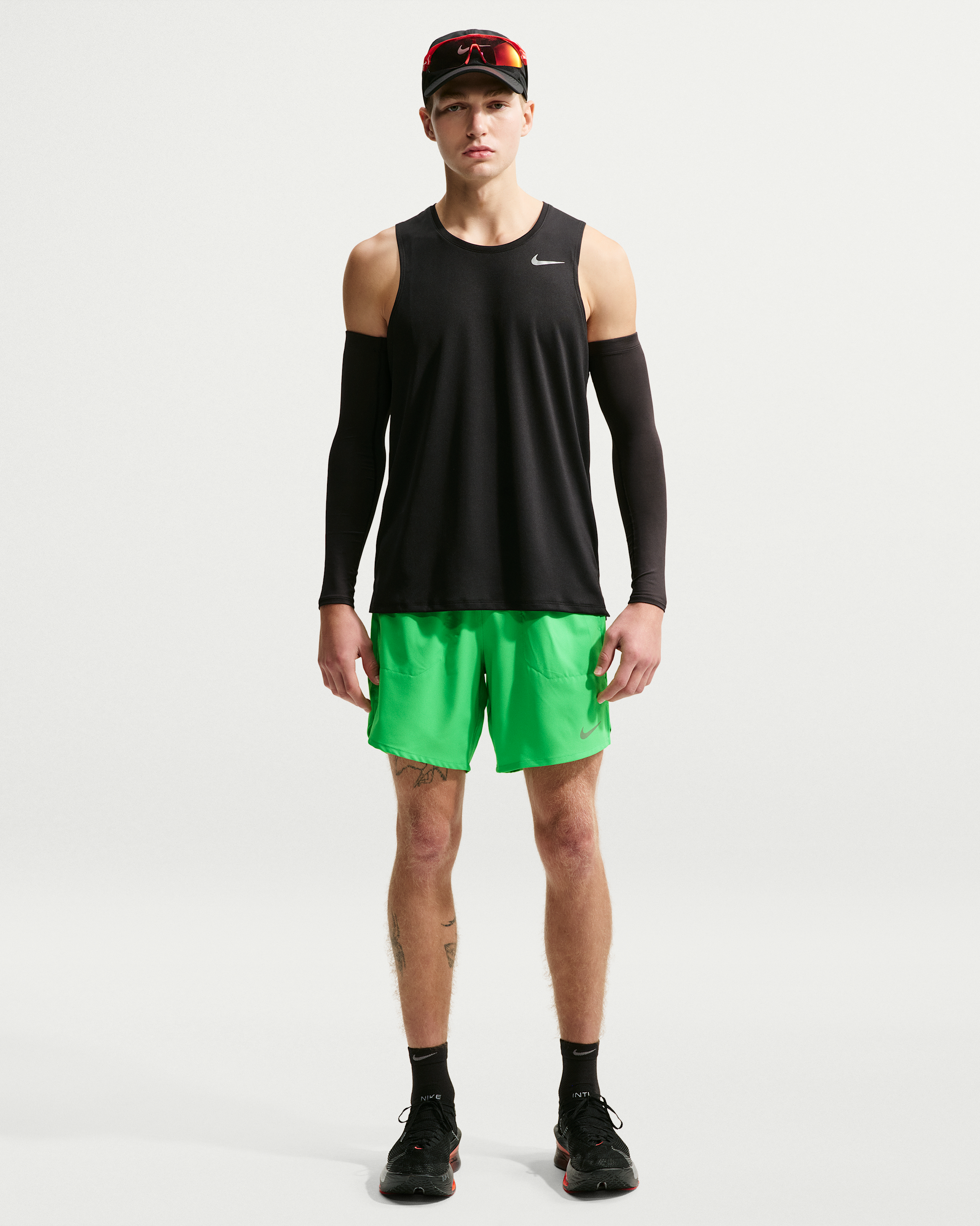 Nike Stride Men's Dri-FIT 18cm (approx.) Briefs-Lined Running Shorts - Green Spark - View 1