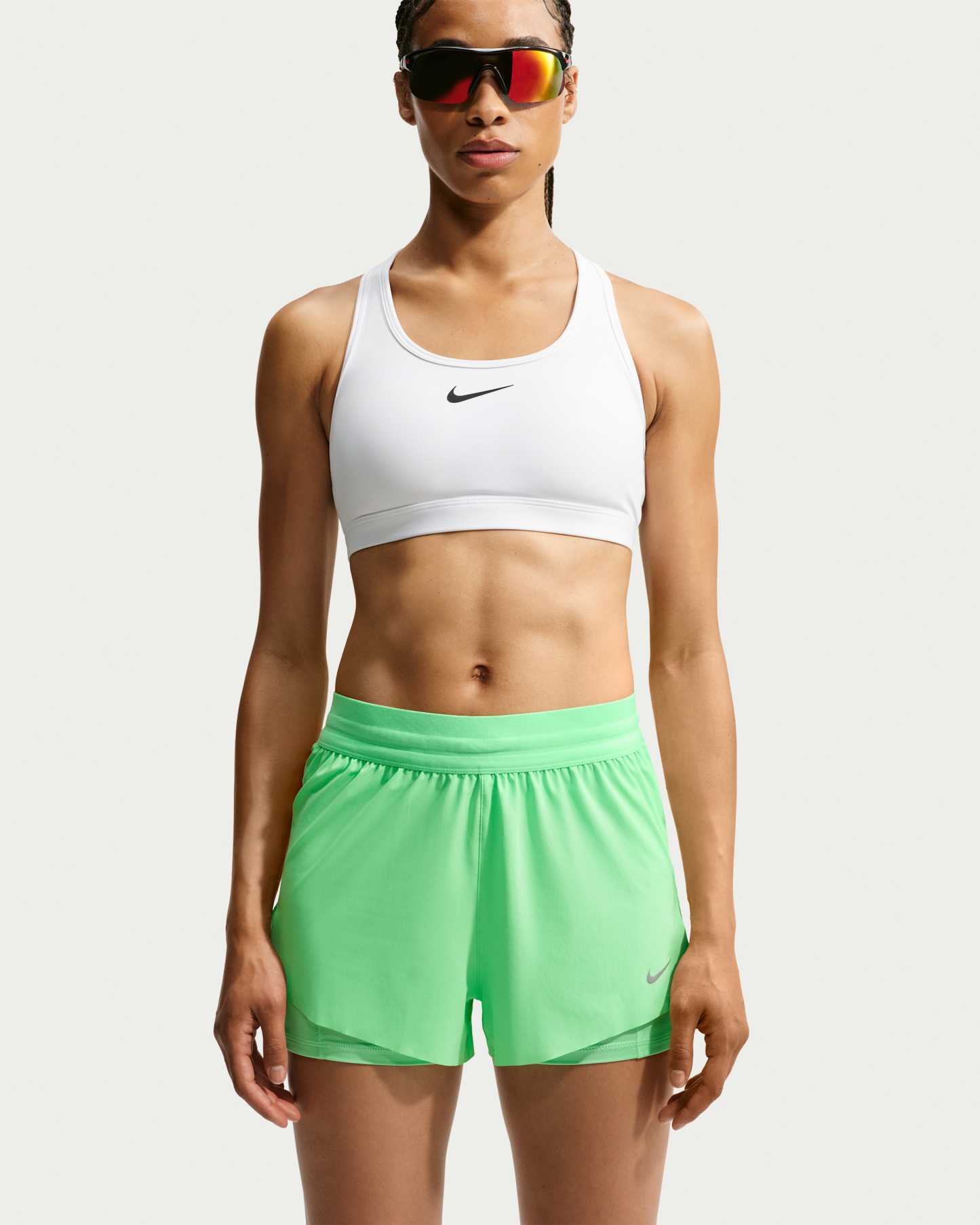 Nike Swift Women's Dri-FIT Mid-Rise 2-in-1 Running Shorts - Illusion Green/Cucumber Calm - View 2