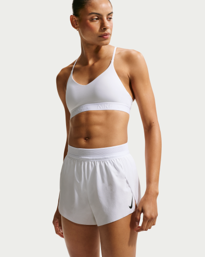 Nike AeroSwift Women's Dri-FIT ADV Mid-Rise 7.5cm (approx.) Brief-Lined Running Shorts - White/Black - View 2