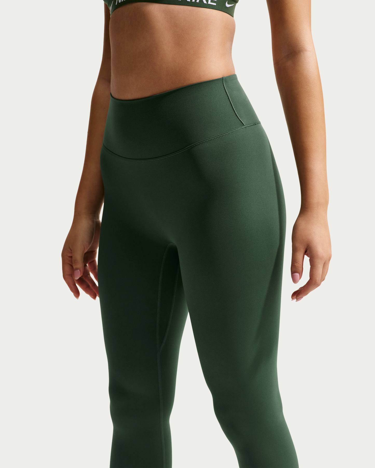Nike Zenvy Women's High-Waisted Full-Length Leggings with No Front Seam - Fir/White - View 2