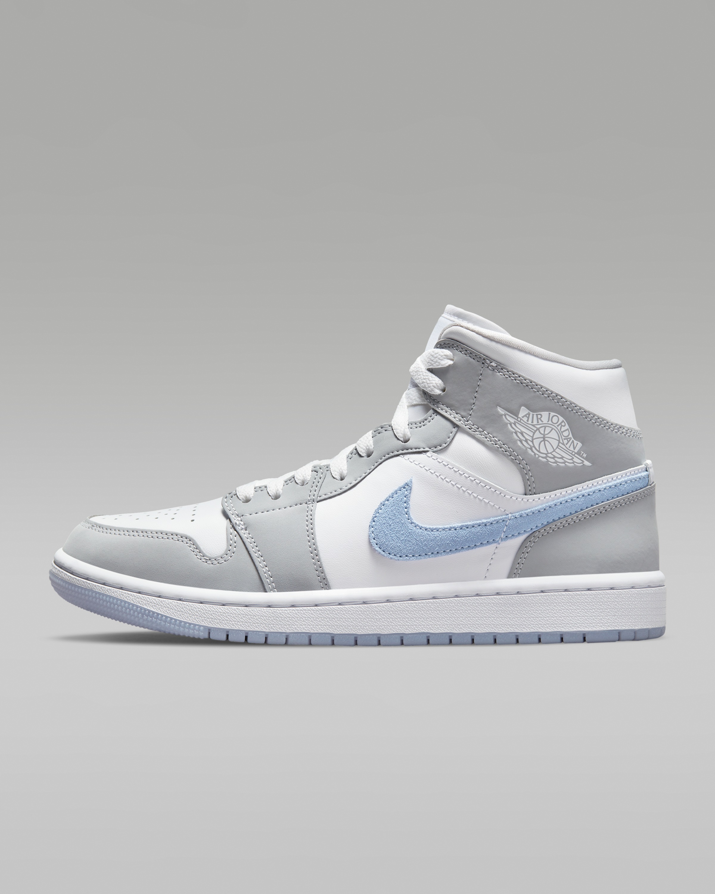 Air Jordan 1 Mid Women's Shoes - White/Wolf Grey/Aluminium - View 1