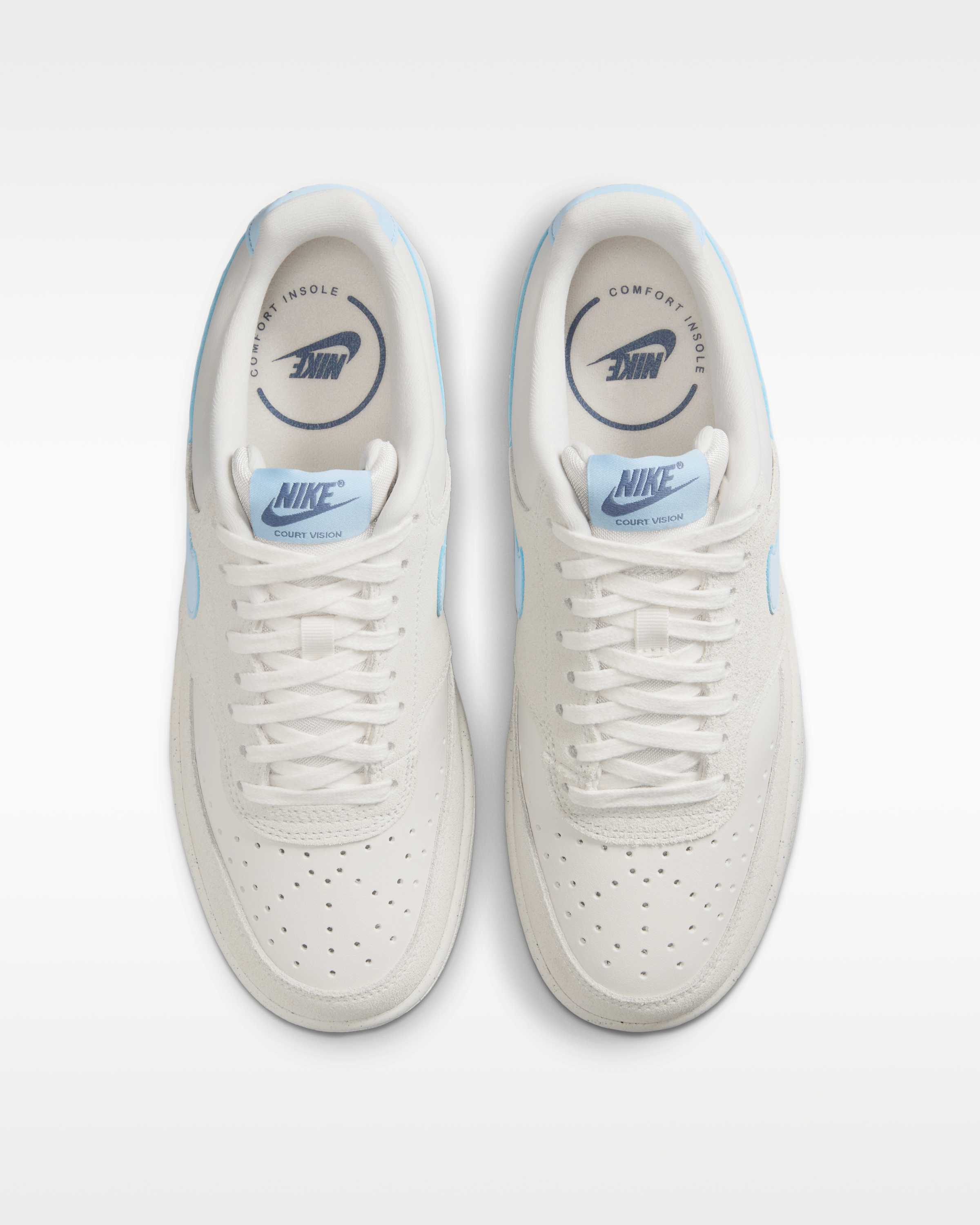 Nike Court Vision Low Women's Shoes - Phantom/Light Bone/Diffused Blue/Psychic Blue - View 4
