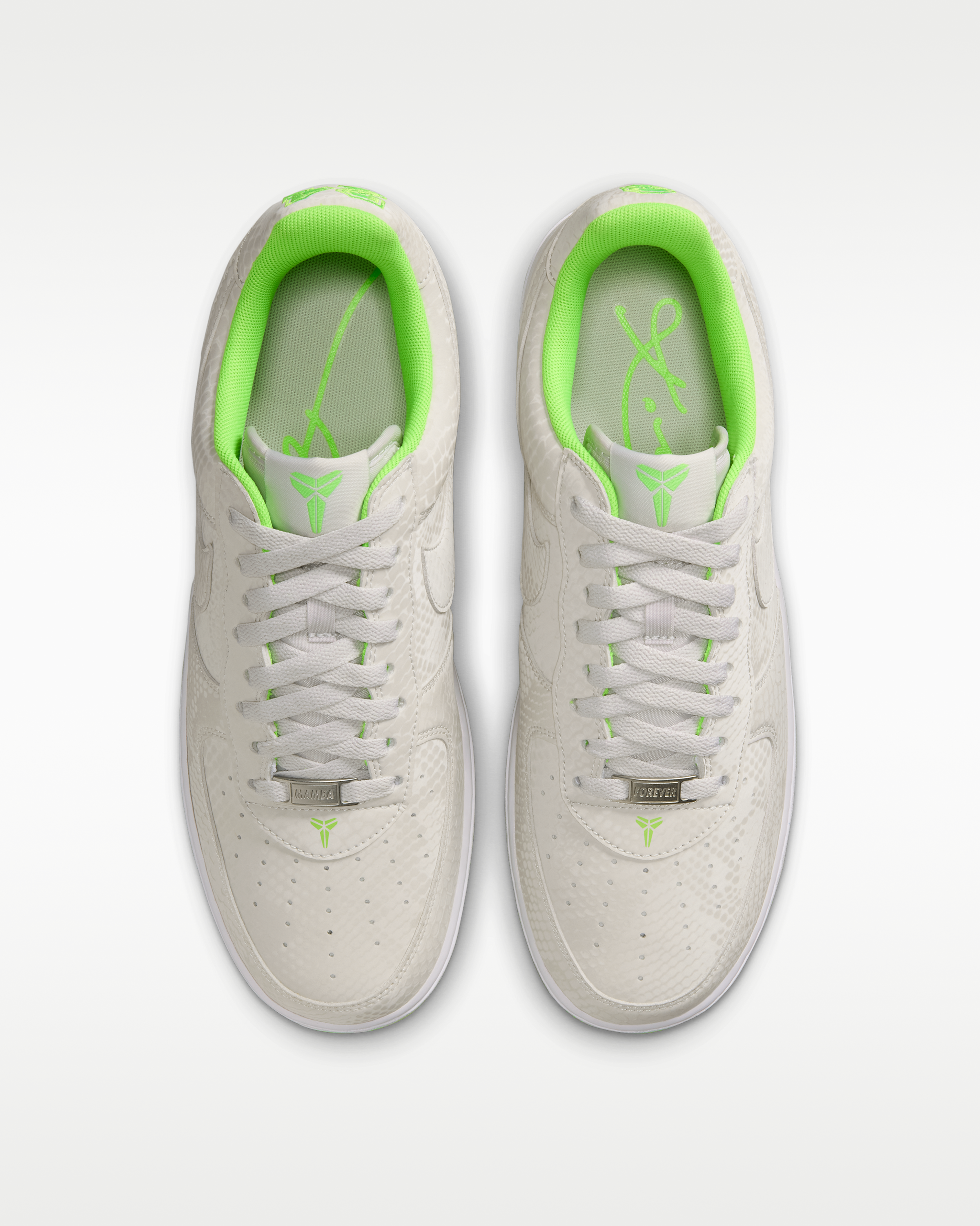 Kobe Air Force 1 Low Men's Shoes - Vast Grey/White/Electric Green - View 4