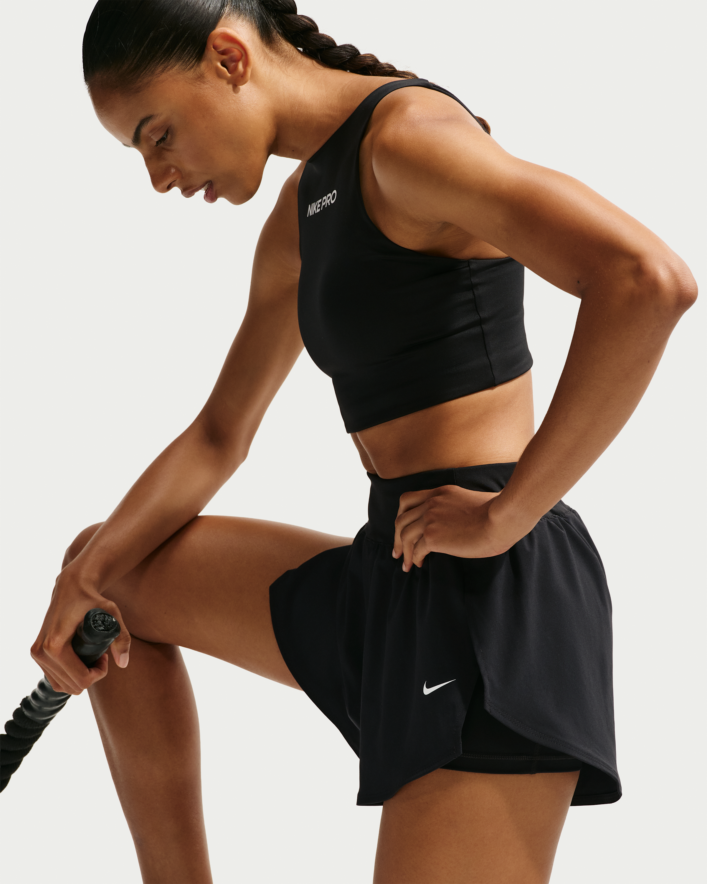 Nike Pro Sculpt Women's Dri-FIT High-Waisted 2-in-1 7.5cm (approx.) Shorts - Black/White - View 4