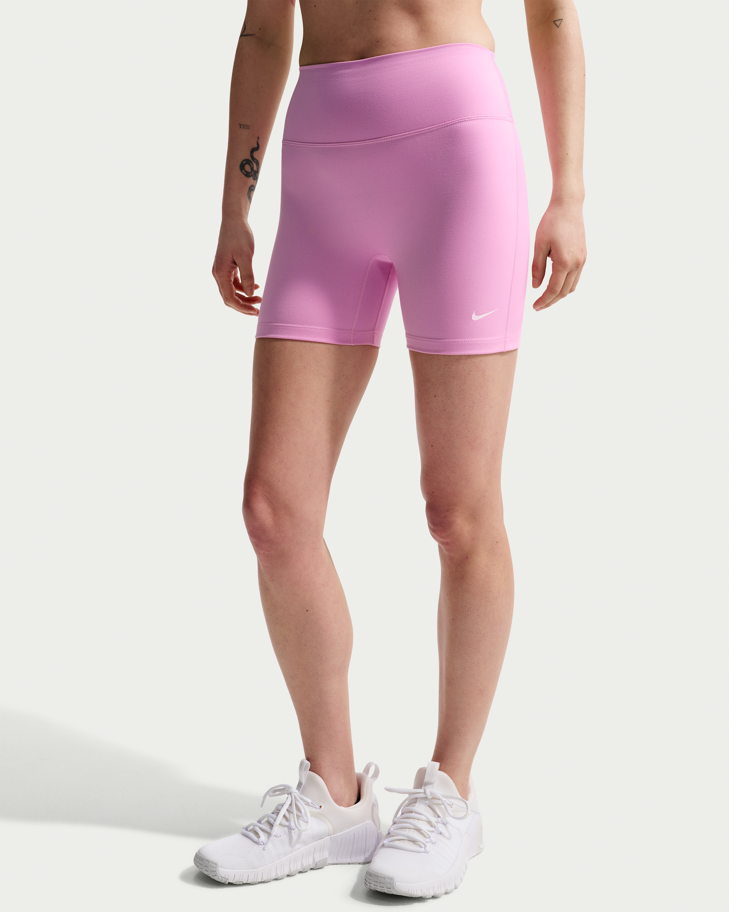 Nike One Women's High-Waisted 12.5cm (approx.) Biker Shorts - Pink Rise/White - View 2