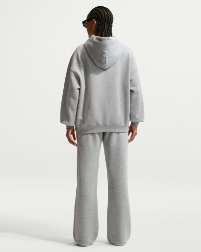 Nike Studio Fleece Medium Weight Women's Oversized Full-Zip Hoodie - Dark Grey Heather/Sail - View 5
