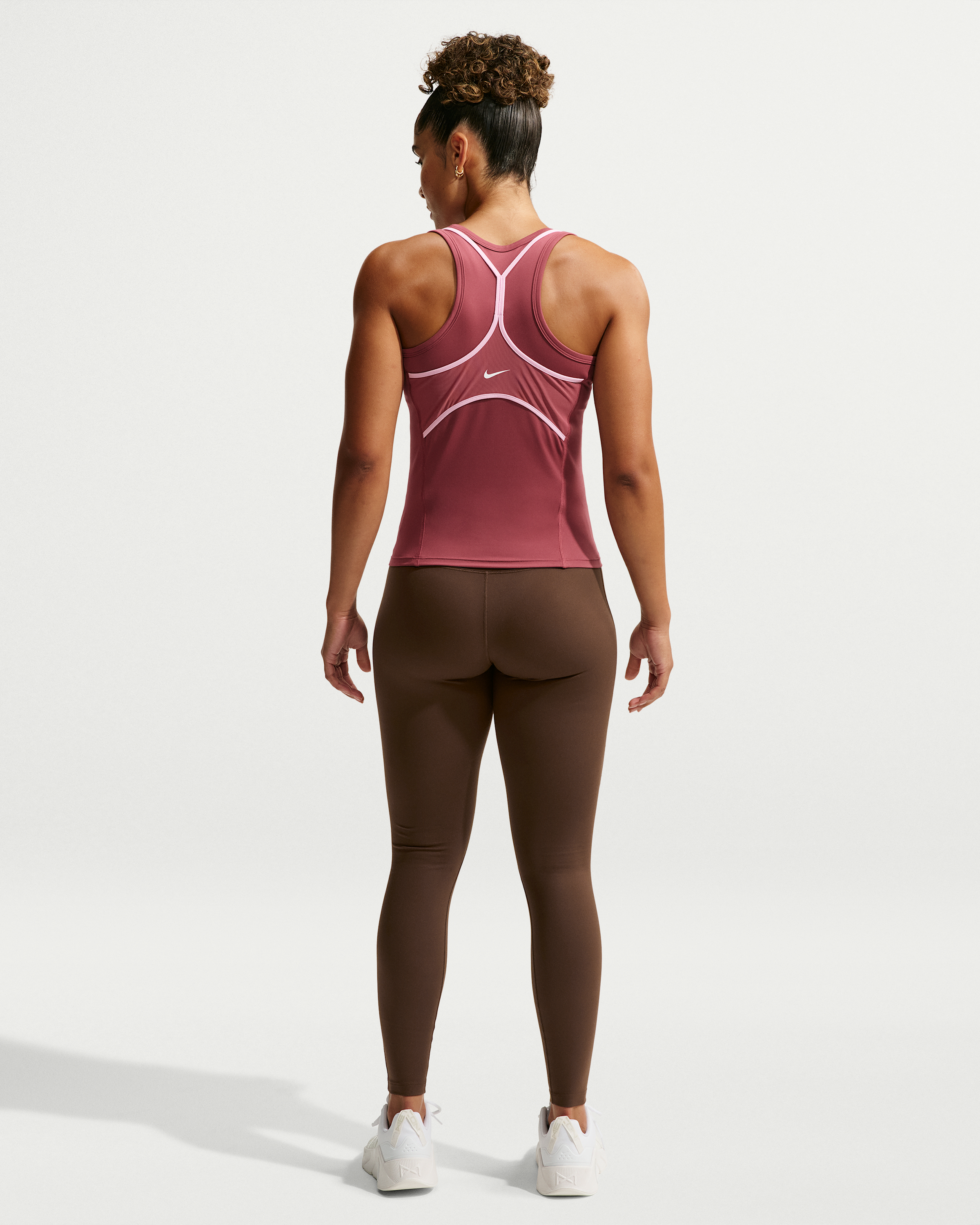 Nike One Seamless Front Women's High-Waisted Full-Length Leggings - Cacao Wow/White - View 5