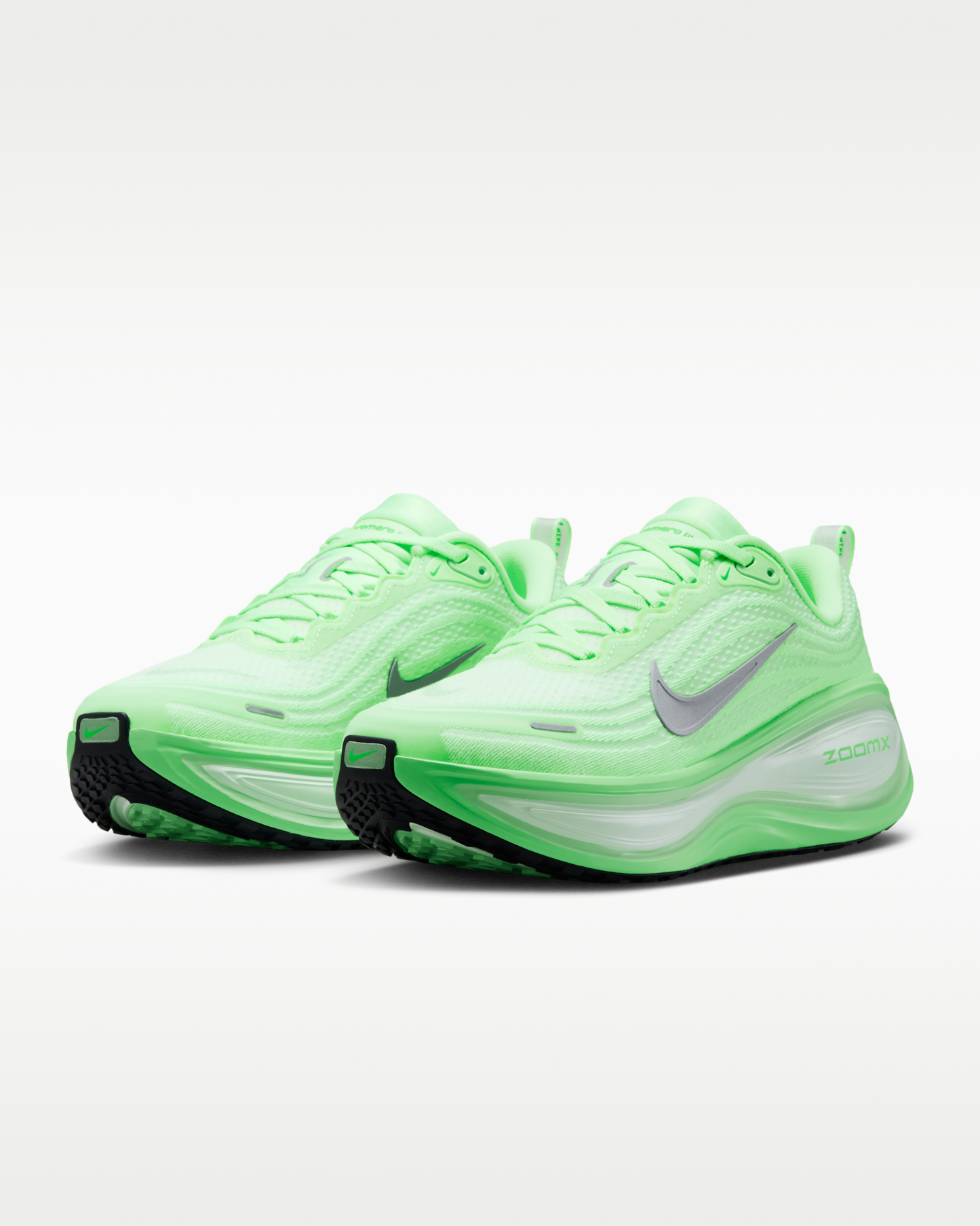 Nike Vomero Plus Women's Road Running Shoes - White/Illusion Green/Cucumber Calm/Metallic Silver - View 5