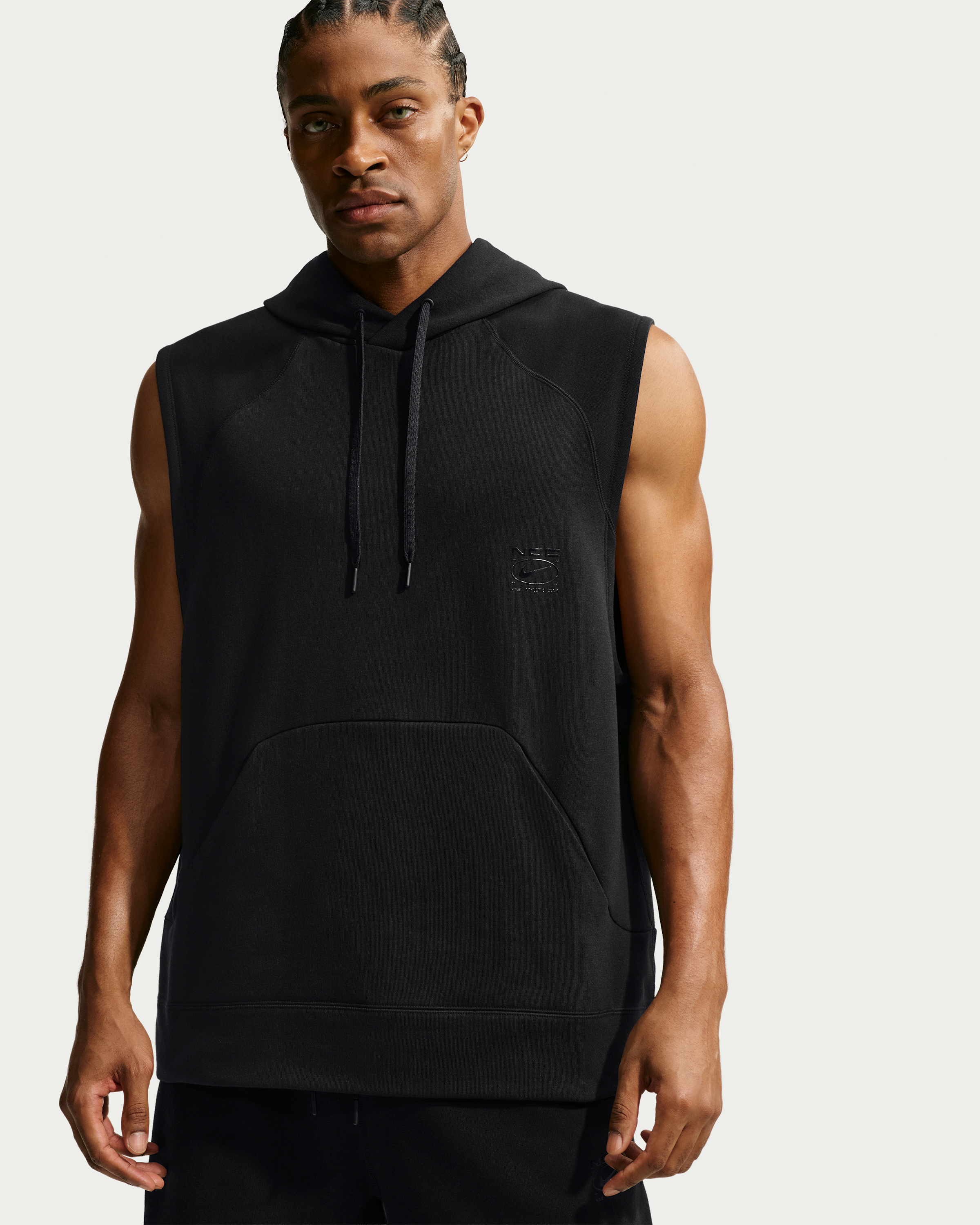 Nike N.A.C. Men's Dri-FIT Fleece Sleeveless Training Hoodie - Black/Black - View 1