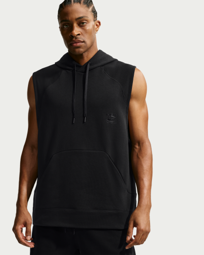 Nike N.A.C. Men's Dri-FIT Fleece Sleeveless Training Hoodie - Black/Black - View 1