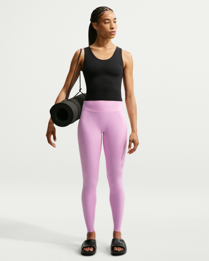 Nike Zenvy Women's High-Waisted Full-Length Leggings with No Front Seam - Pink Rise/Cool Grey - View 1
