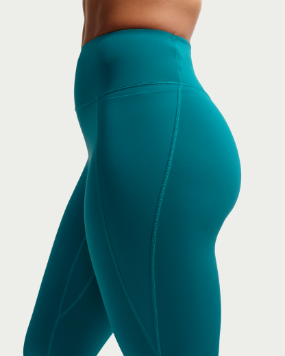 Nike Universa Women's High-Waisted 7/8 Leggings with No Front Seam - Bright Spruce/Bright Spruce/Midnight Turquoise - View 7
