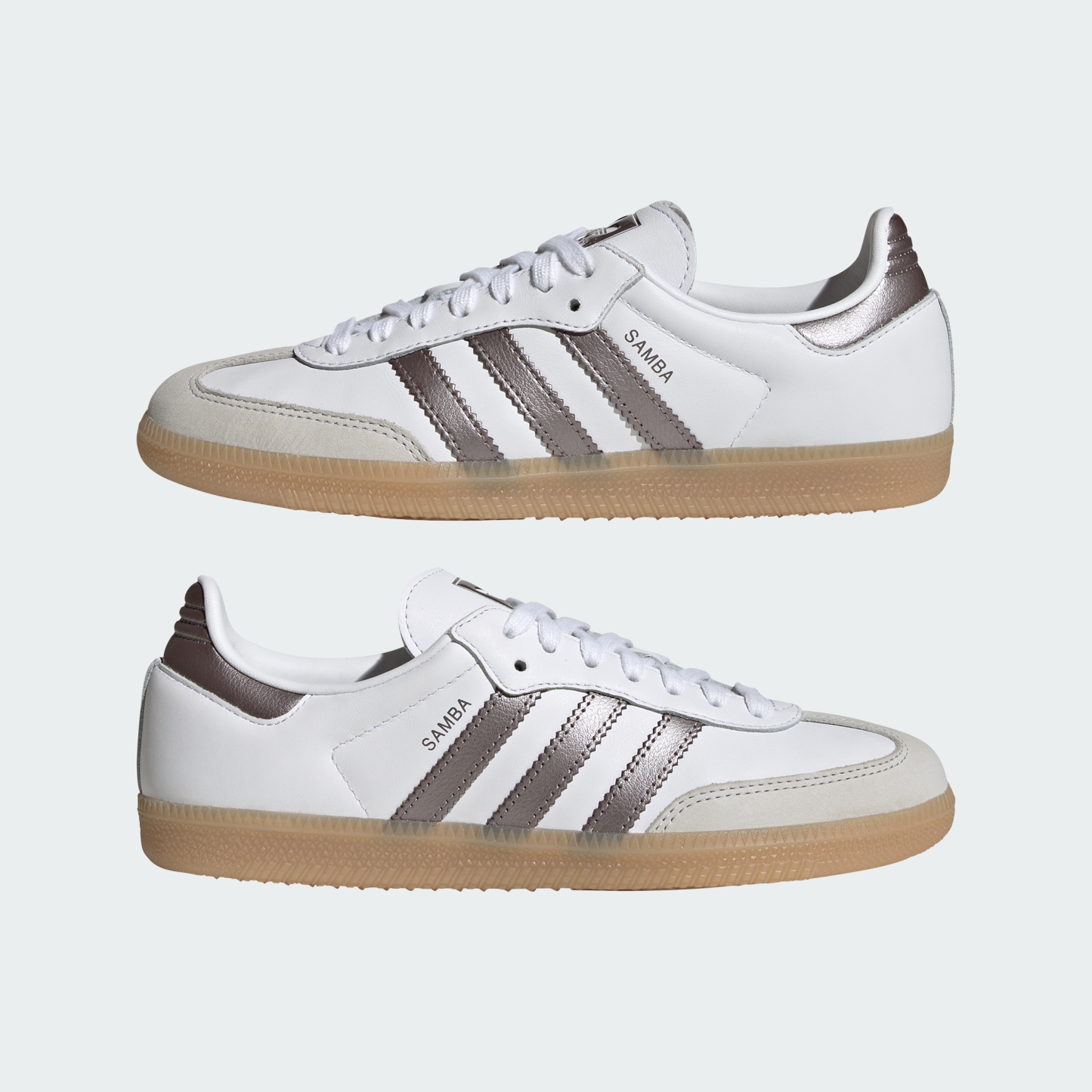 adidas SAMBA OG SHOES - Cloud White / Coffee Met. / Gum - View 8