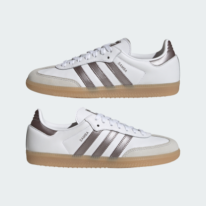 adidas SAMBA OG SHOES - Cloud White / Coffee Met. / Gum - View 8