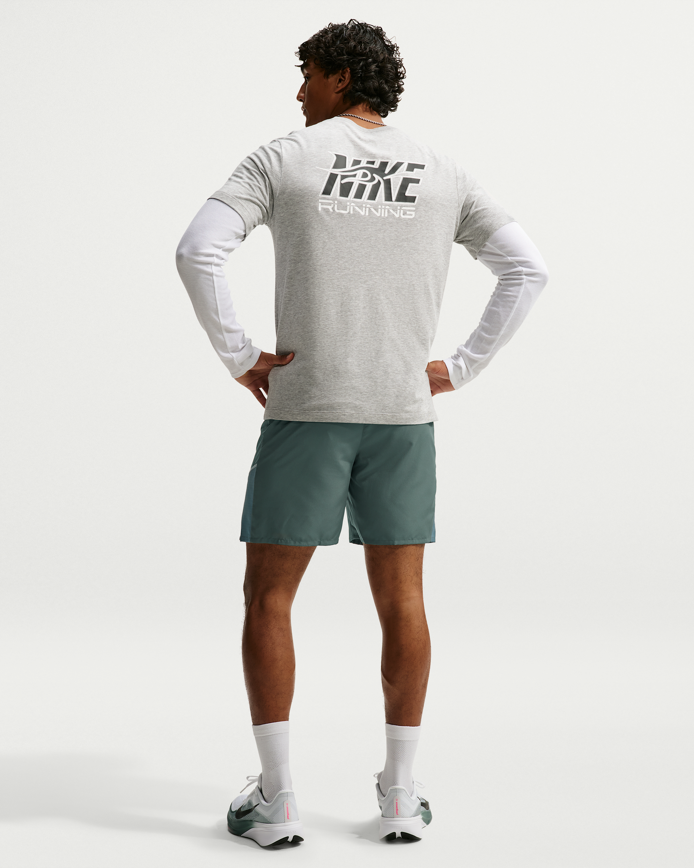 Nike Miler Men's Dri-FIT 18cm (approx.) Brief-Lined Running Shorts - Camo Green/Mineral Slate - View 5