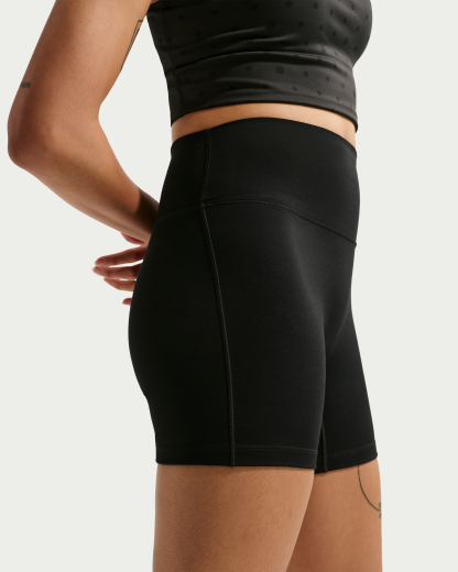 Nike One Women's High-Waisted 12.5cm (approx.) Biker Shorts - Black/White - View 3