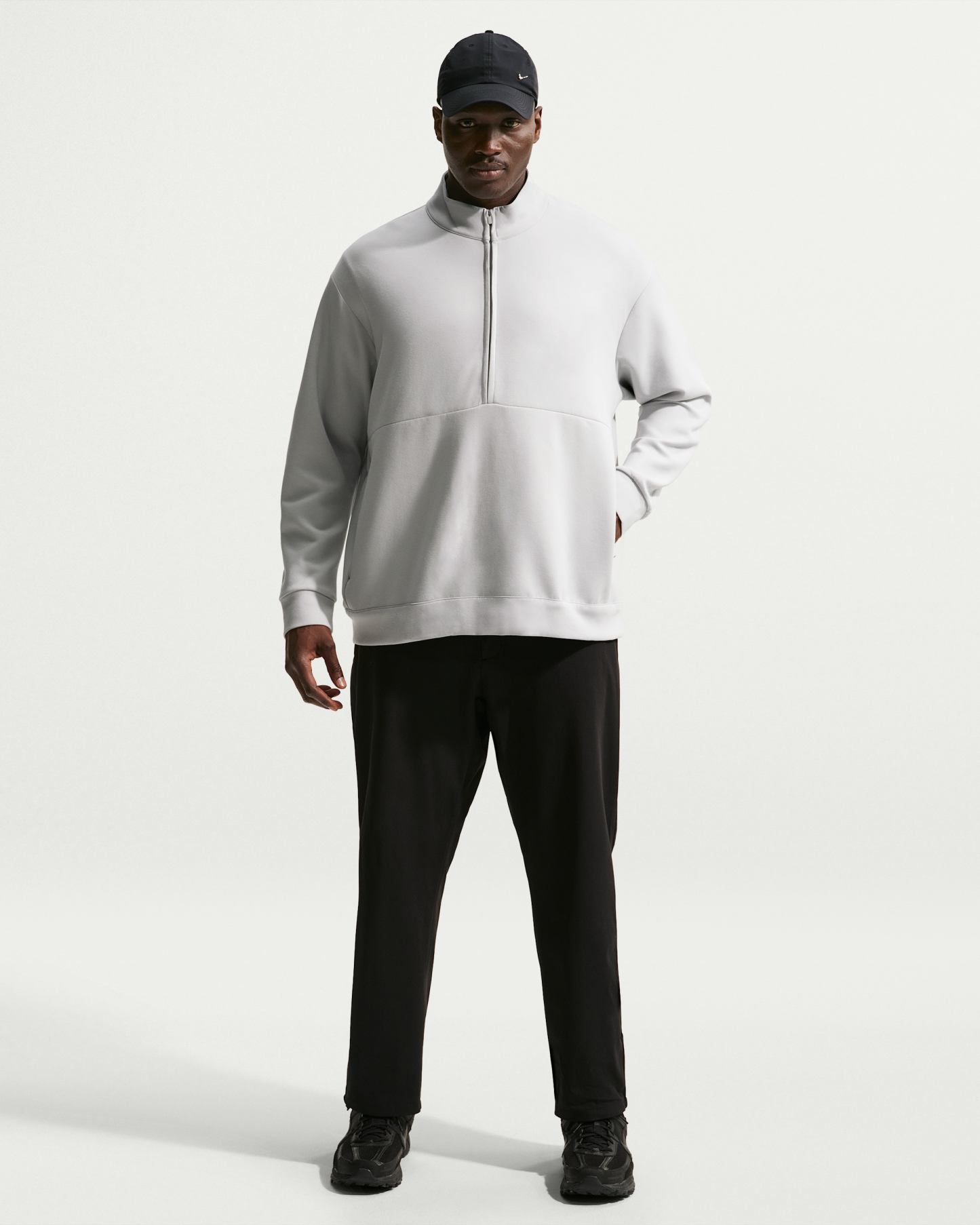 Nike 24.7 ImpossiblySoft Men's Dri-FIT 1/2-Zip Top - Grey Fog/Light Smoke Grey - View 10