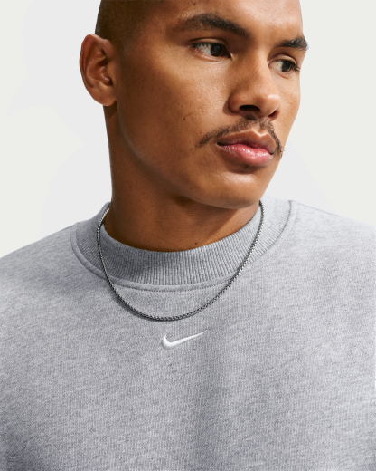 Nike Solo Fleece Men's Crew-Neck Sweatshirt - Dark Grey Heather/Sail - View 3