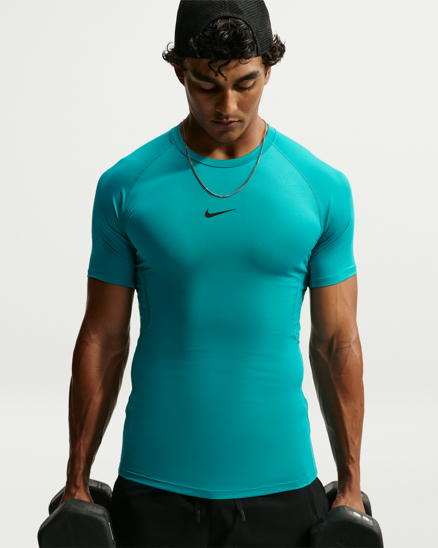 Nike Pro Men's Dri-FIT Tight Short-Sleeve Fitness Top - Energy/Black - View 1