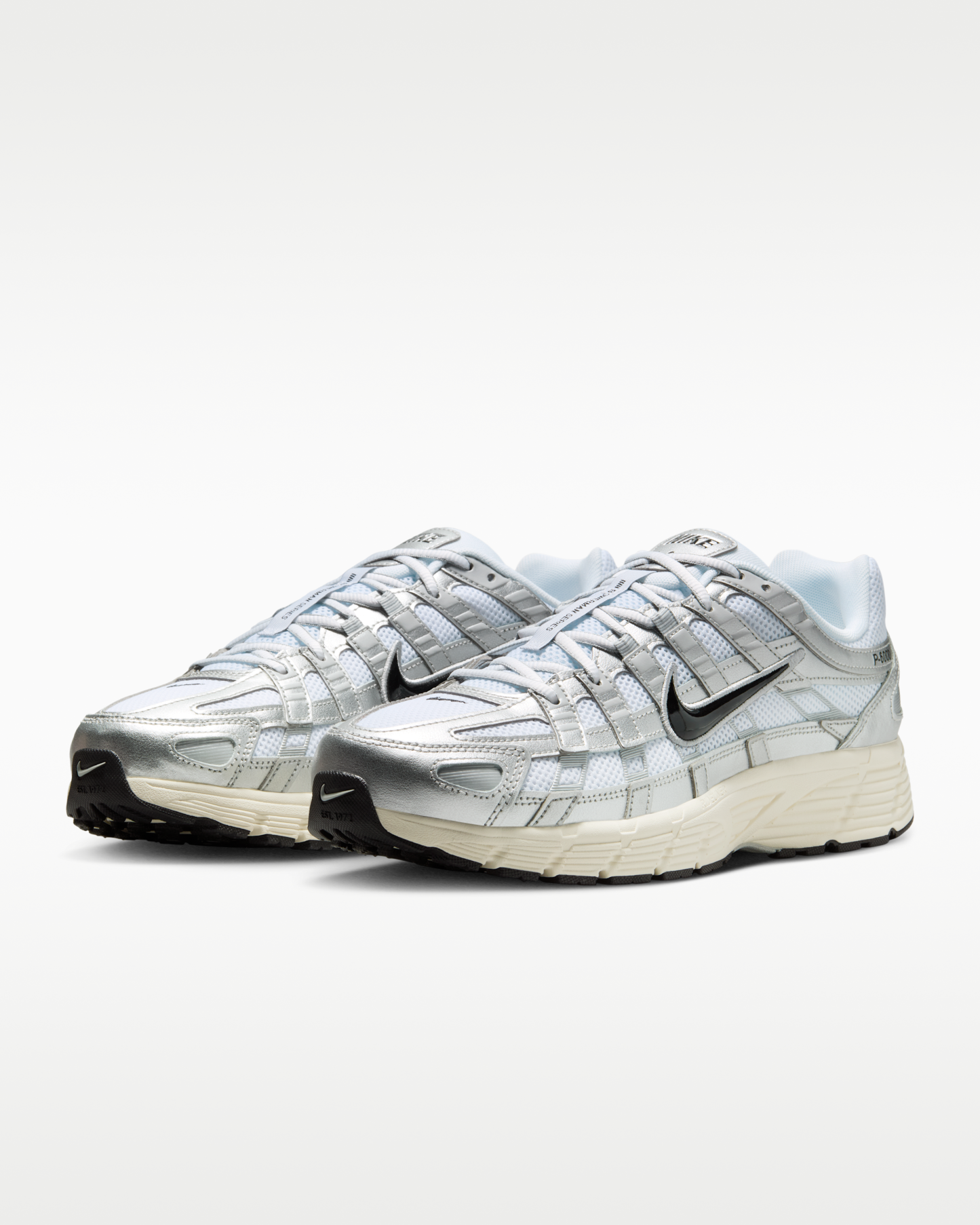 Nike P-6000 Shoes - White/Metallic Silver/Flat Silver/Black - View 5