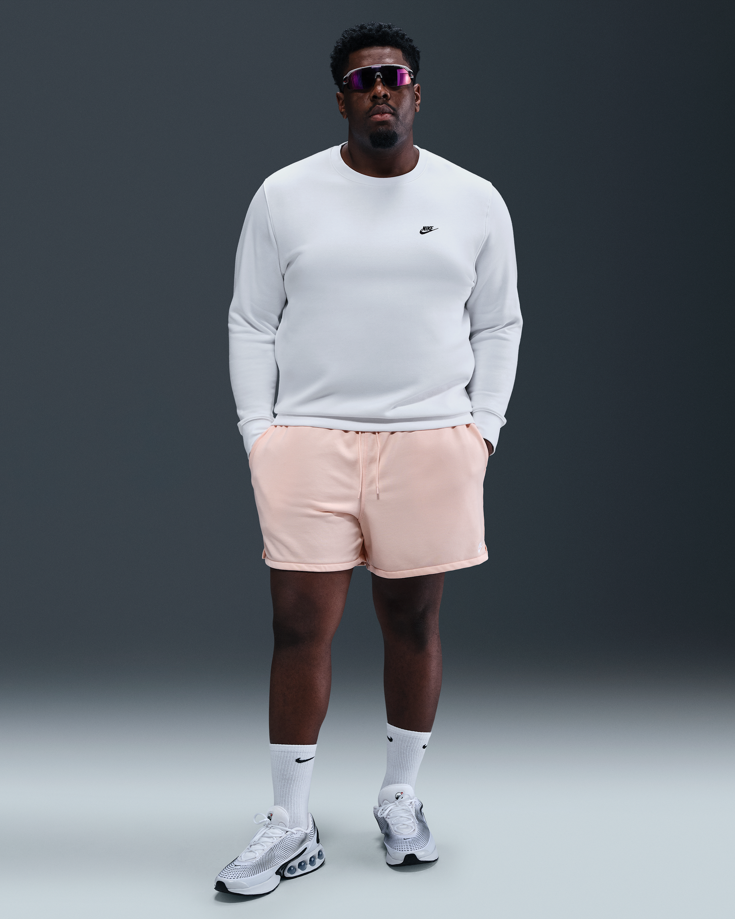 Nike Club Men's Fleece Crew - White/Black - View 9