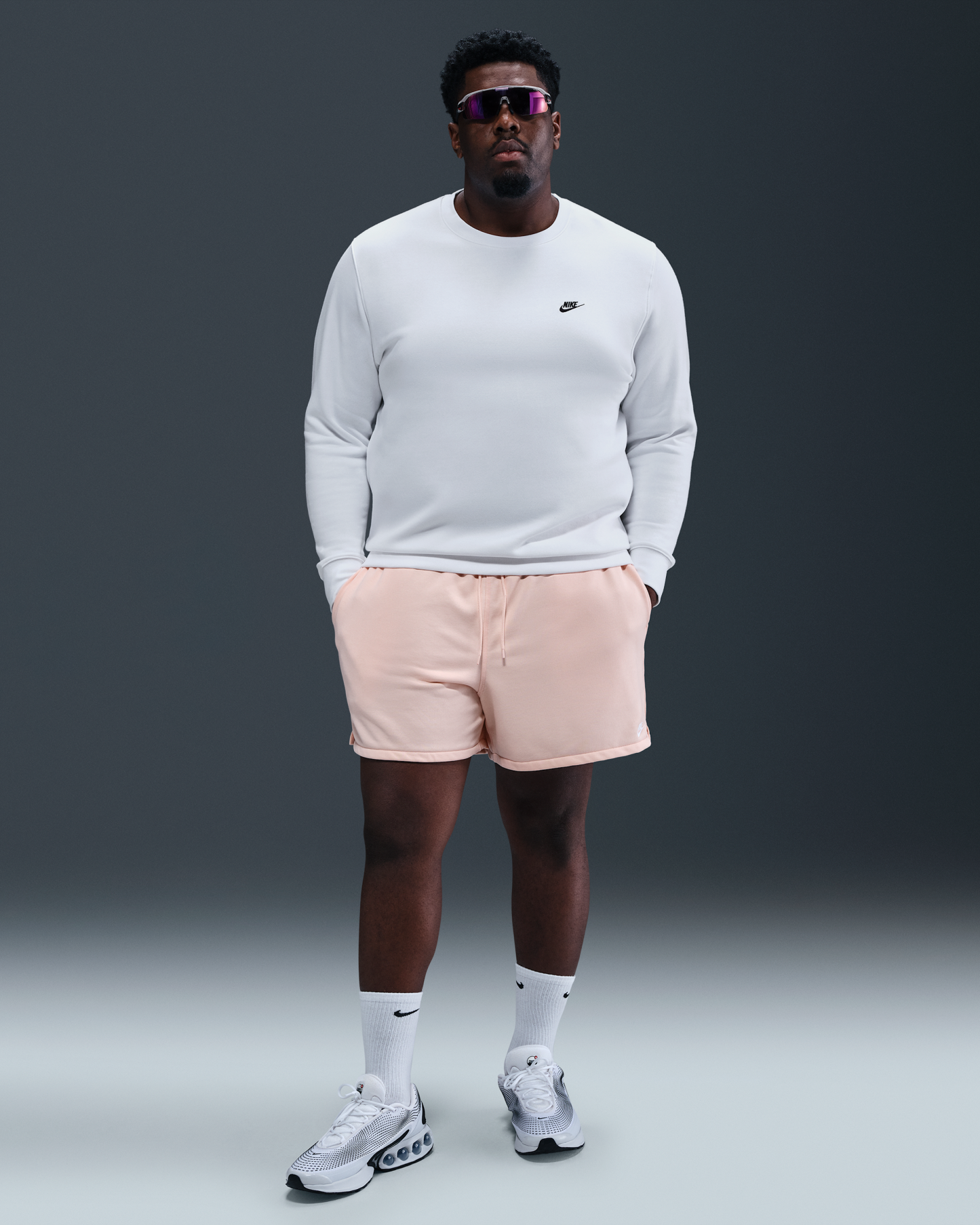 Nike Club Men's Fleece Crew - White/Black - View 9