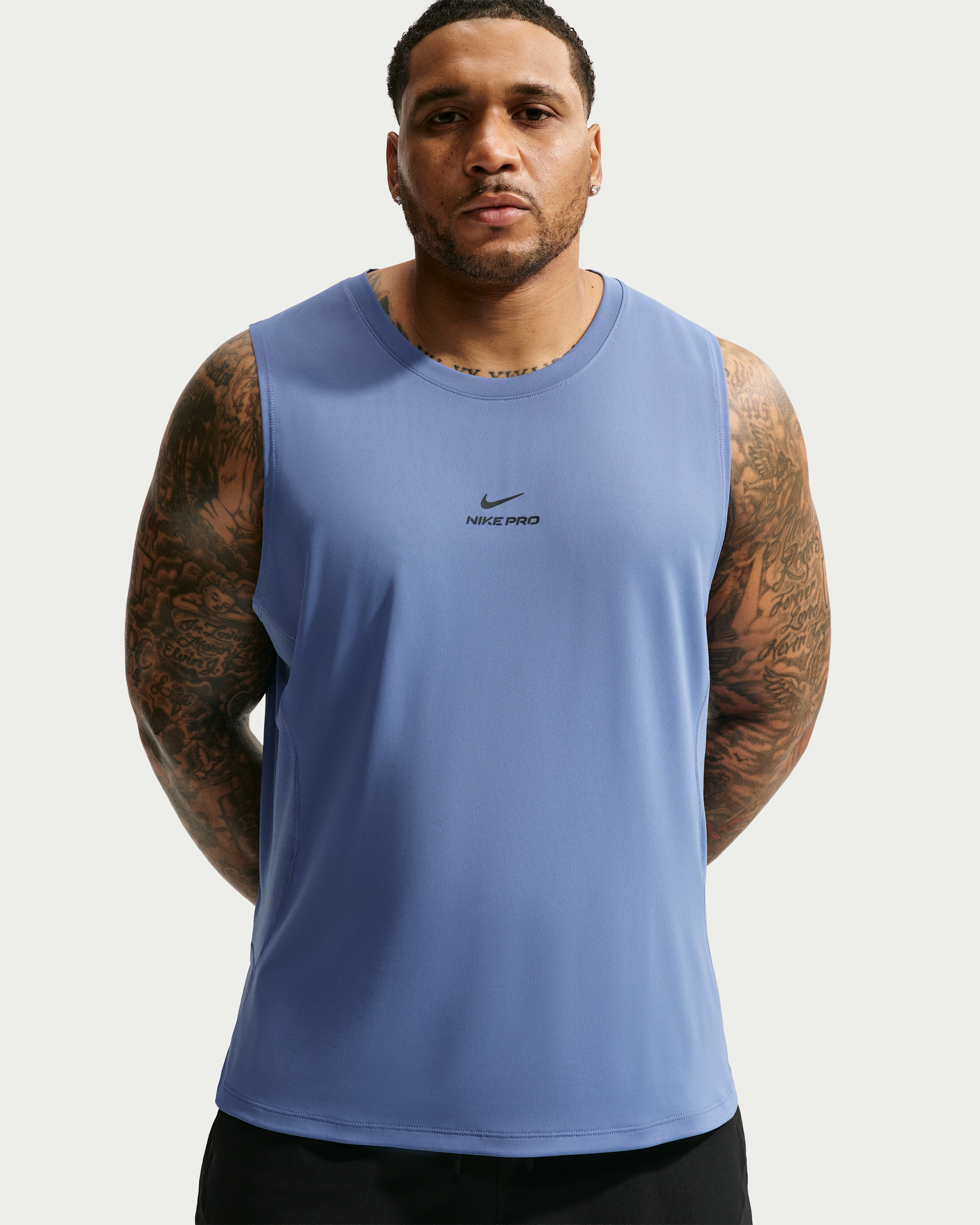 Nike Pro Men's Dri-FIT Training Tank - Indigo Storm/Black - View 9
